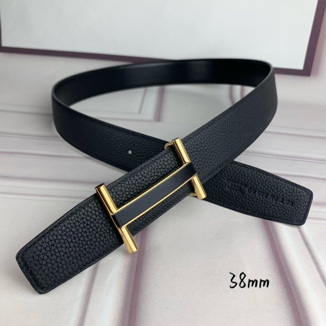 Hermès Basic Belt Top Grain Leather Black 38mm-s-m
