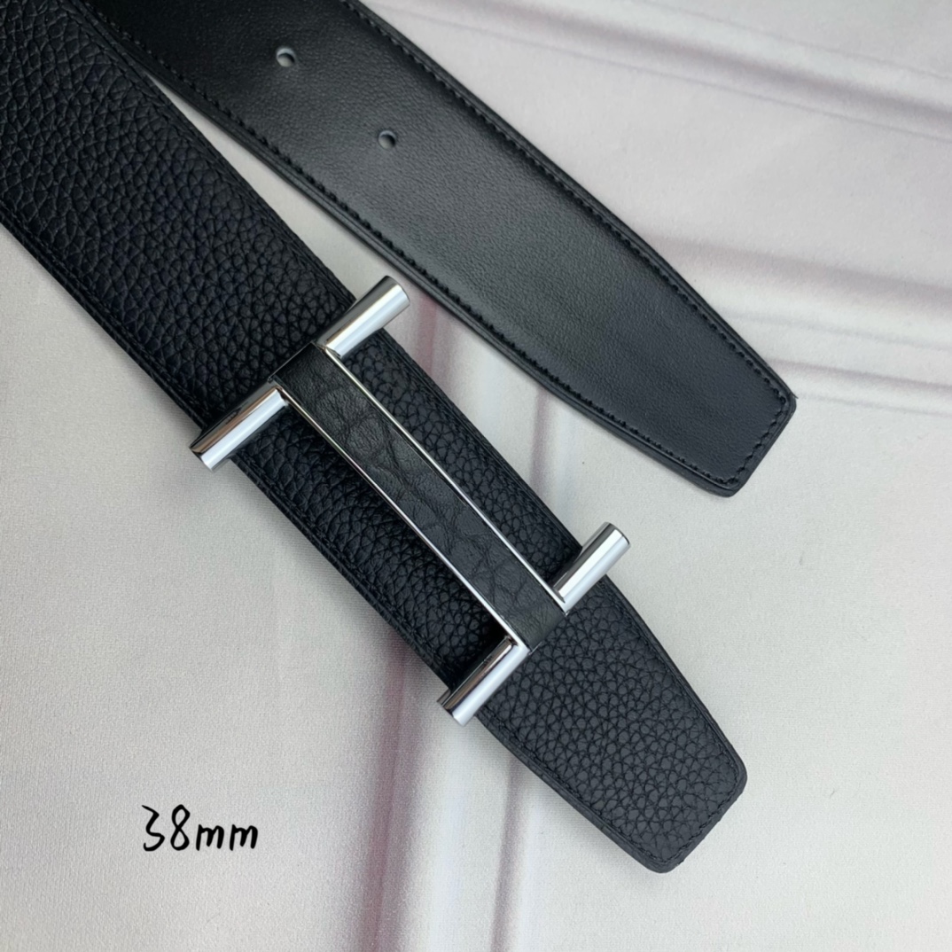 Hermès Basic Belt Top Grain Leather Black 38mm-s-m