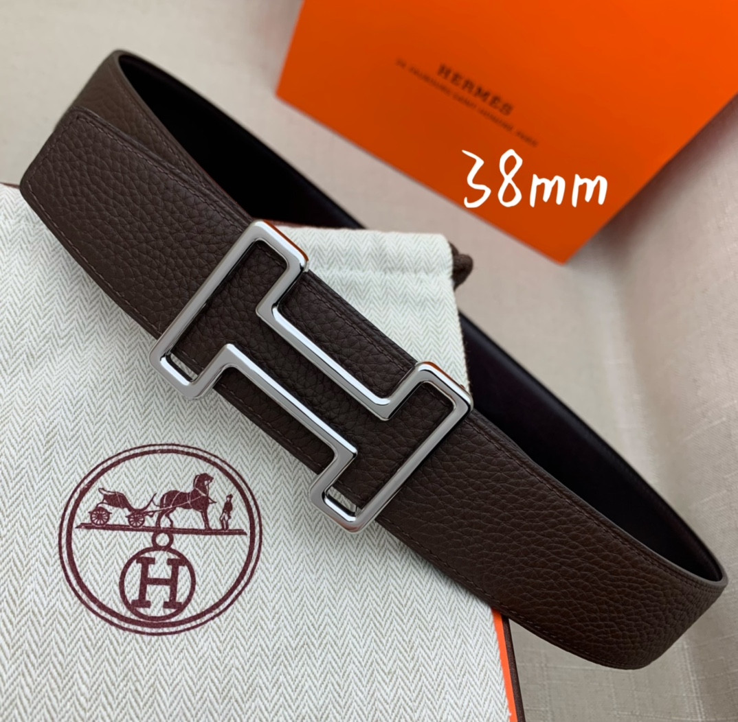Hermès Basic Belt Top Grain Leather Black 38mm-s-m