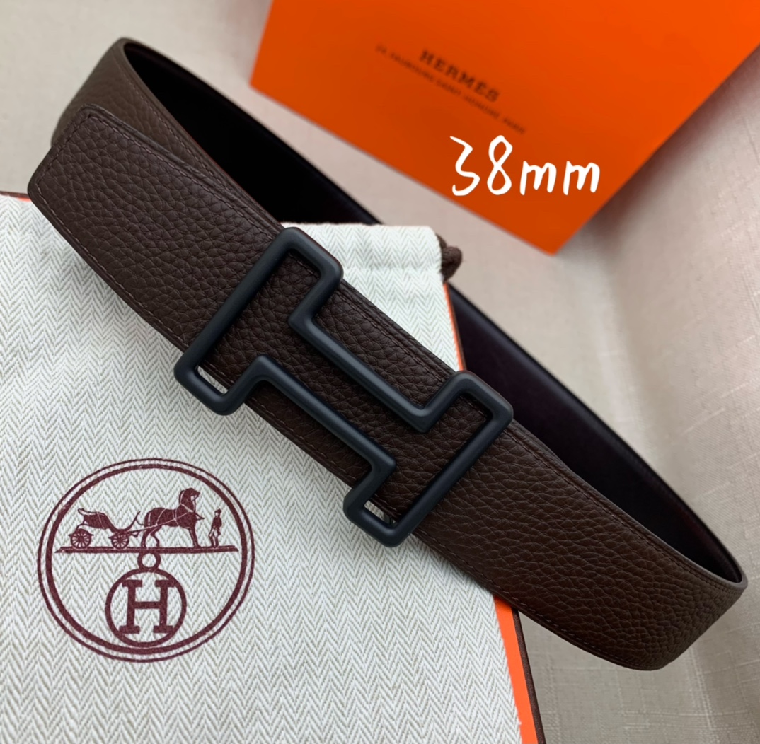 Hermès Basic Belt Top Grain Leather Black 38mm-s-m