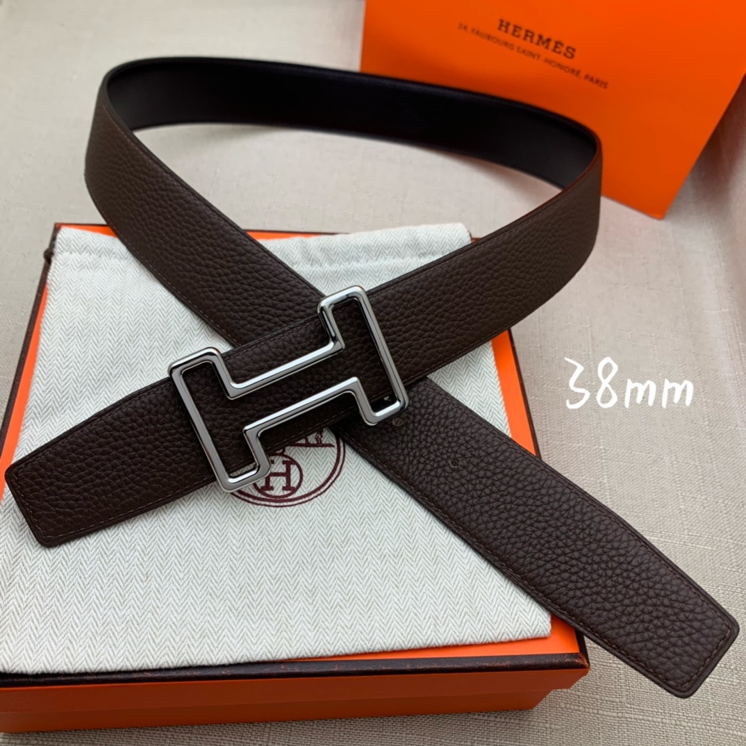 Hermès Basic Belt Top Grain Leather Black 38mm-s-m