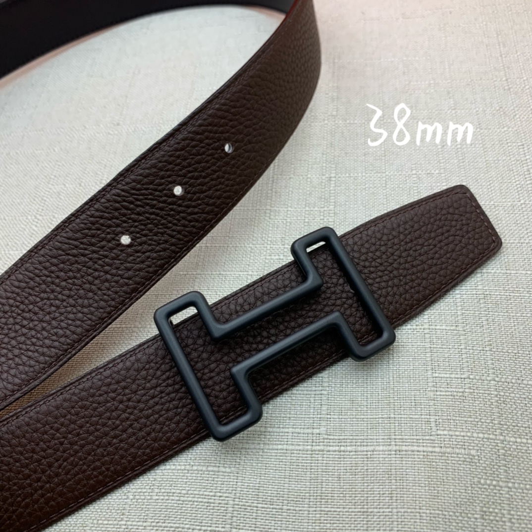 Hermès Basic Belt Top Grain Leather Black 38mm-s-m