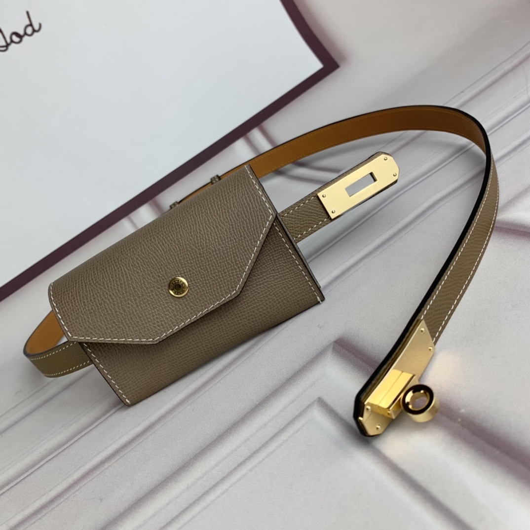 Hermès Leather Belt Top Grain Leather Gray 18mm-s-m-l