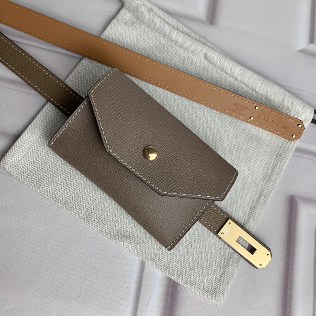 Hermès Leather Belt Top Grain Leather Gray 18mm-s-m-l