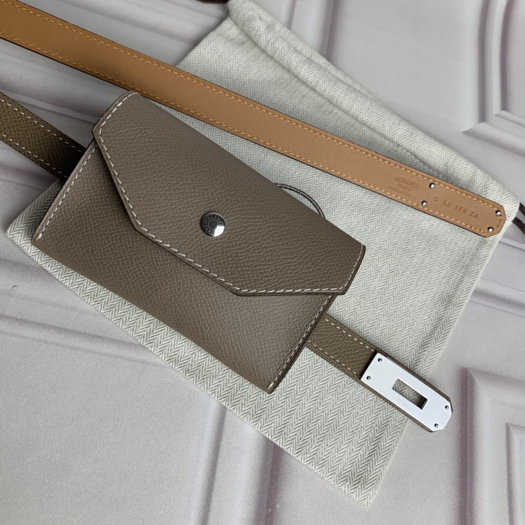 Hermès Leather Belt Top Grain Leather Gray 18mm-s-m-l