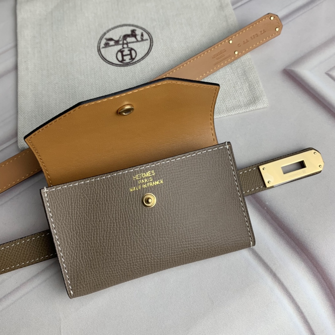 Hermès Leather Belt Top Grain Leather Gray 18mm-s-m-l