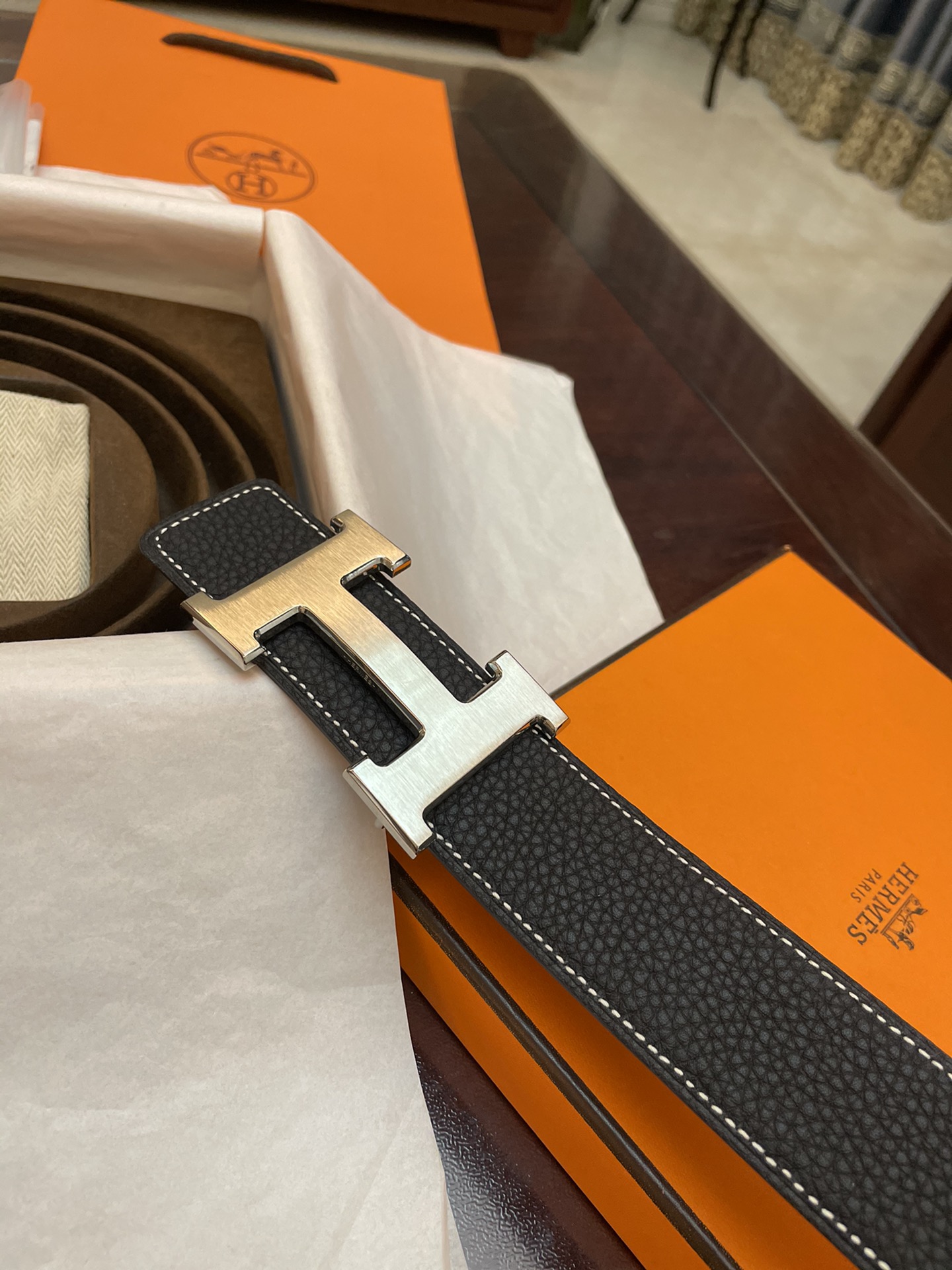 Hermès Male Basic Belt Cow Leather Gold 38mm-s-m