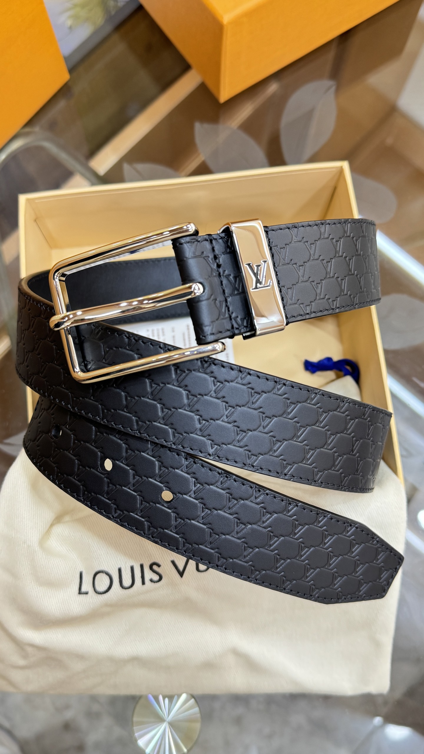 Louis Vuitton Basic Belt Cow Leather Black 35mm-s-l