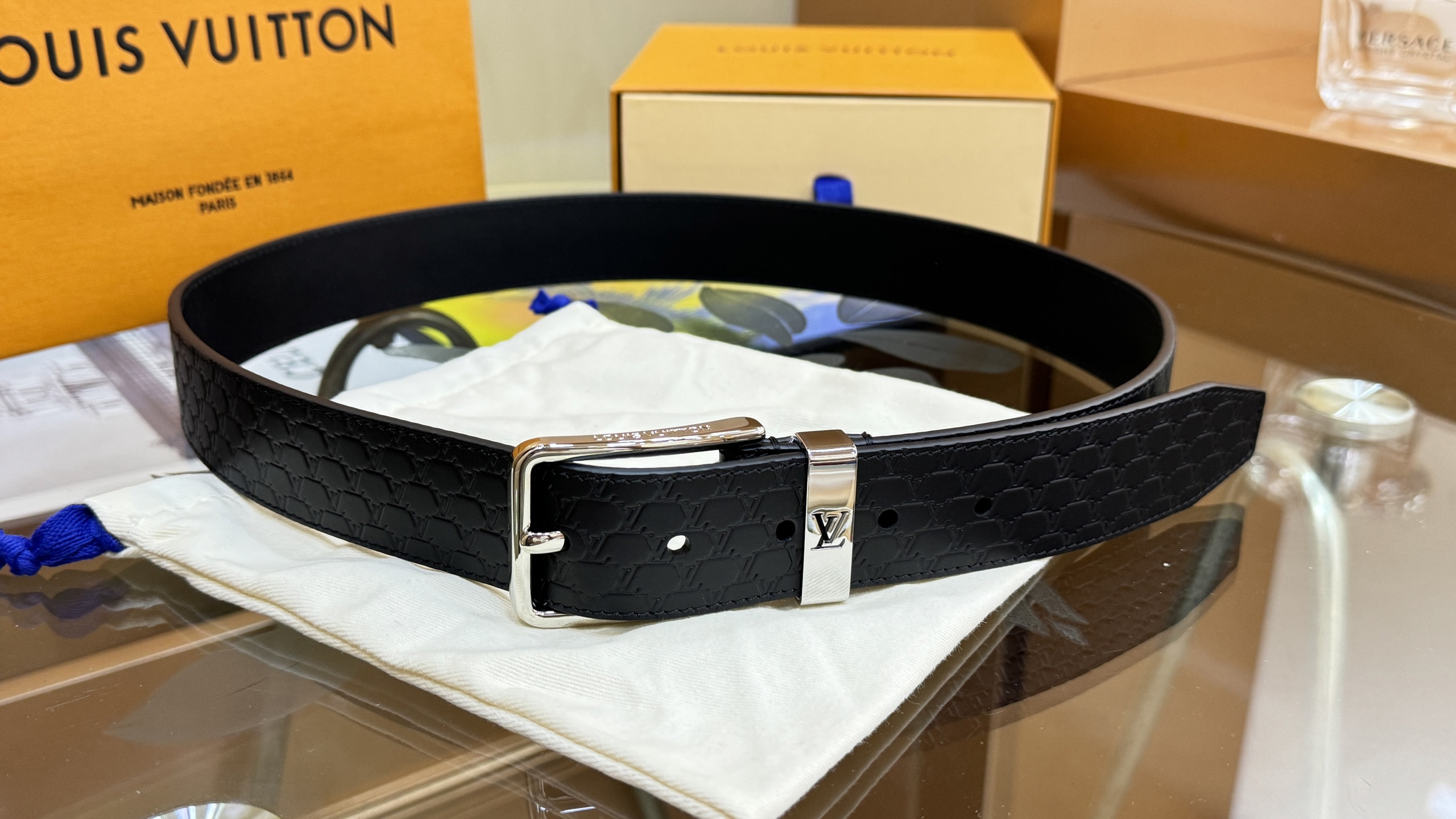 Louis Vuitton Basic Belt Cow Leather Black 35mm-s-l