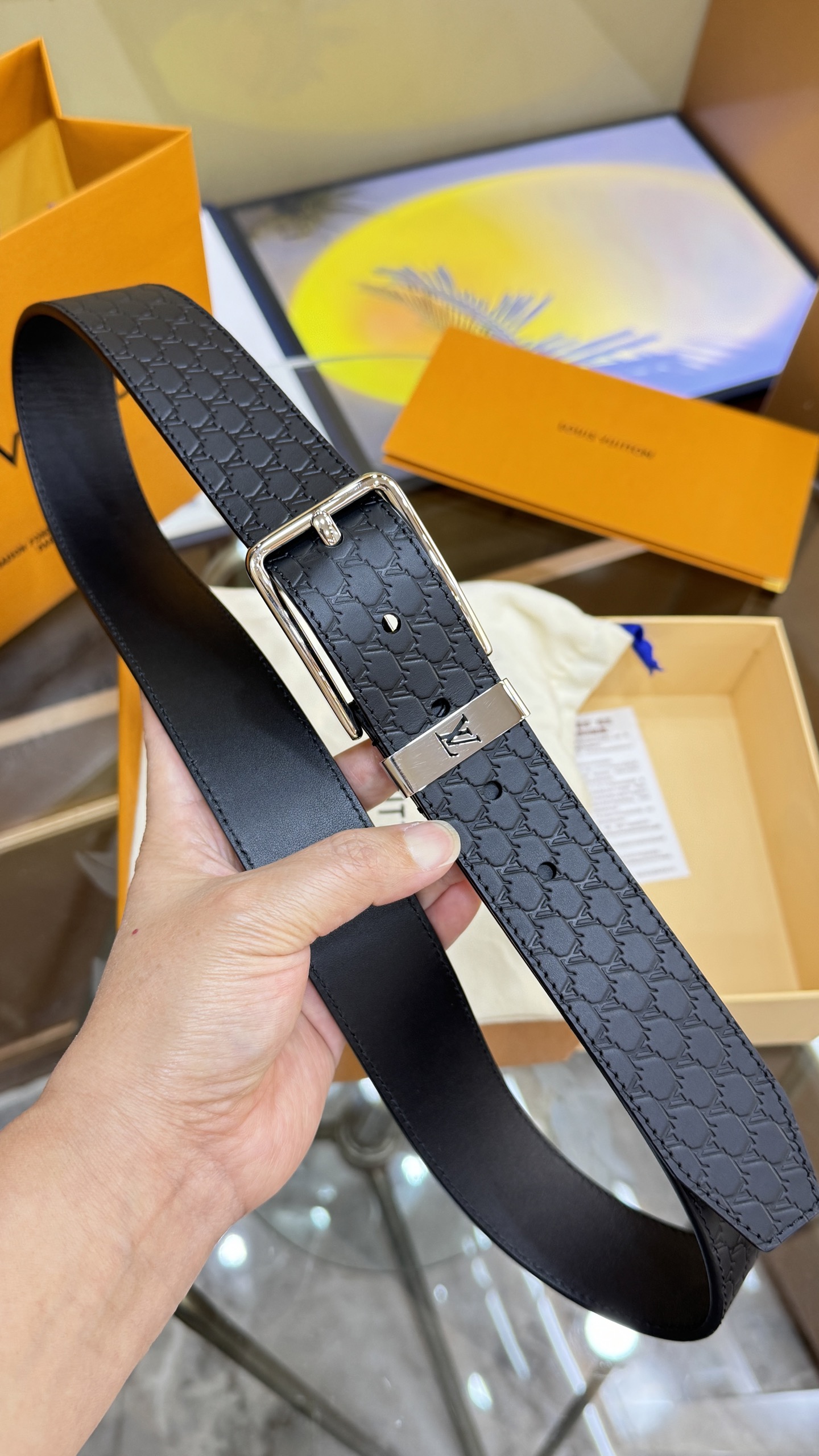 Louis Vuitton Basic Belt Cow Leather Black 35mm-s-l