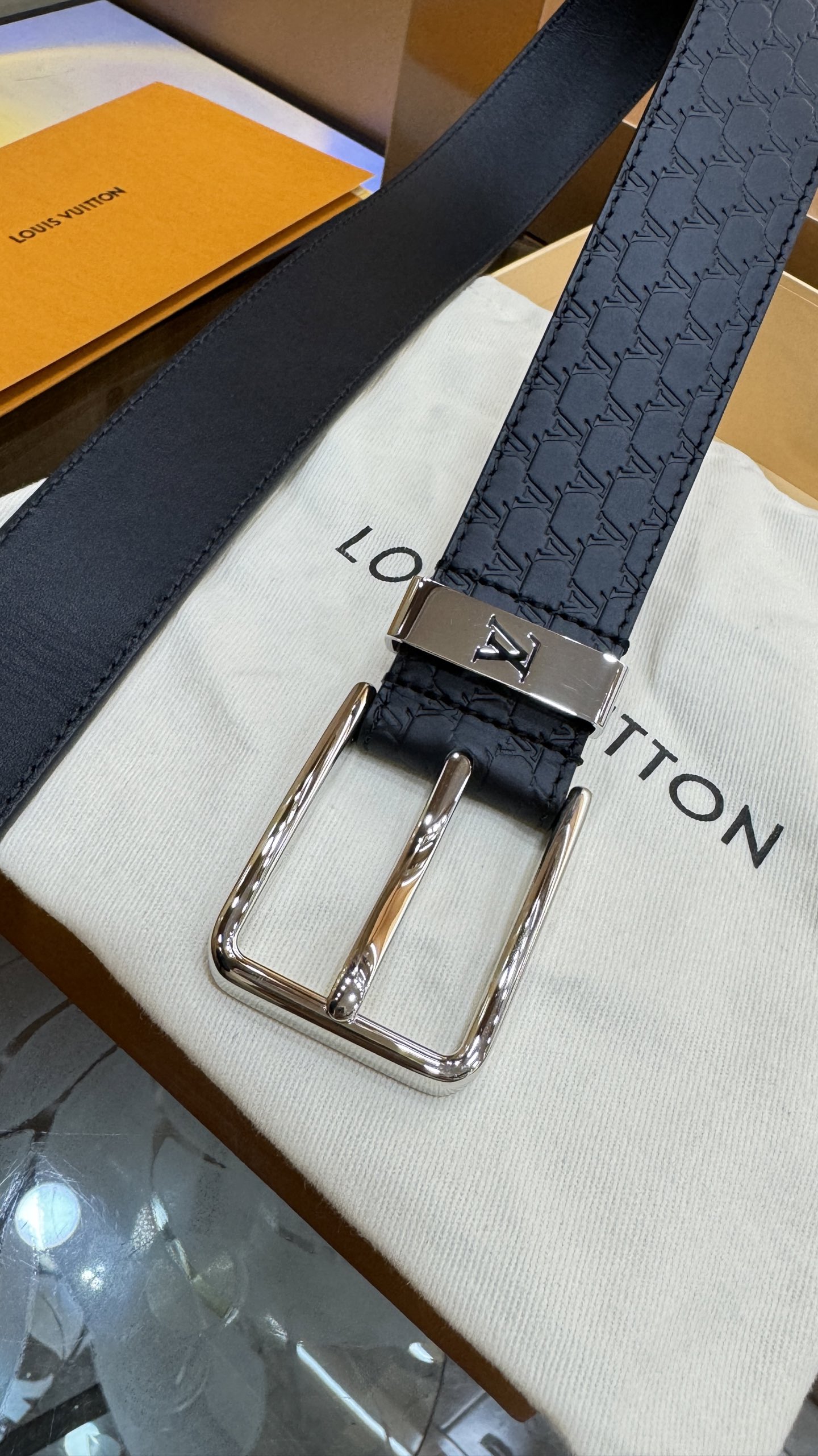 Louis Vuitton Basic Belt Cow Leather Black 35mm-s-l