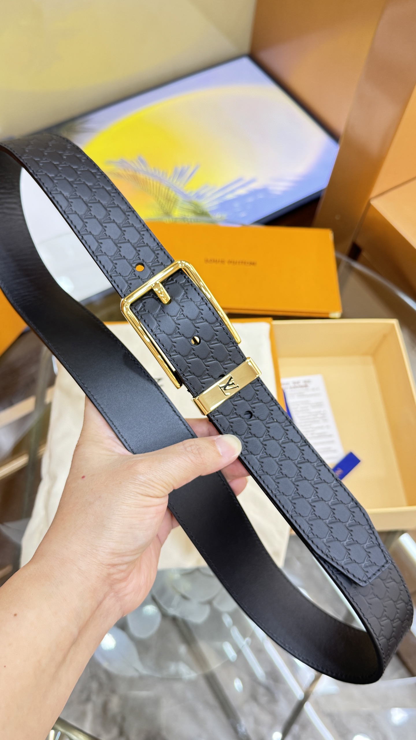 Louis Vuitton Basic Belt Cow Leather Black 35mm-s-l