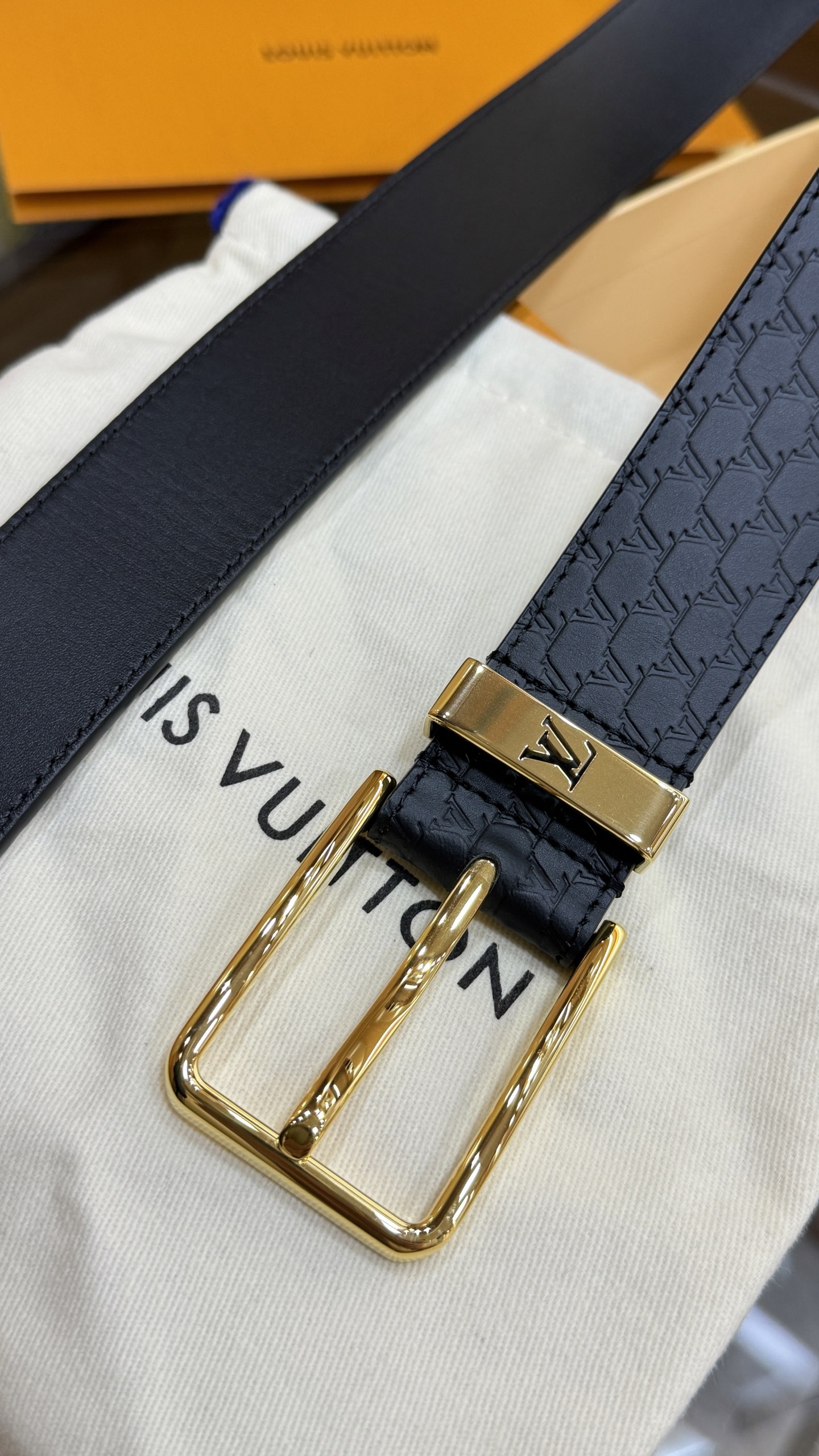 Louis Vuitton Basic Belt Cow Leather Black 35mm-s-l