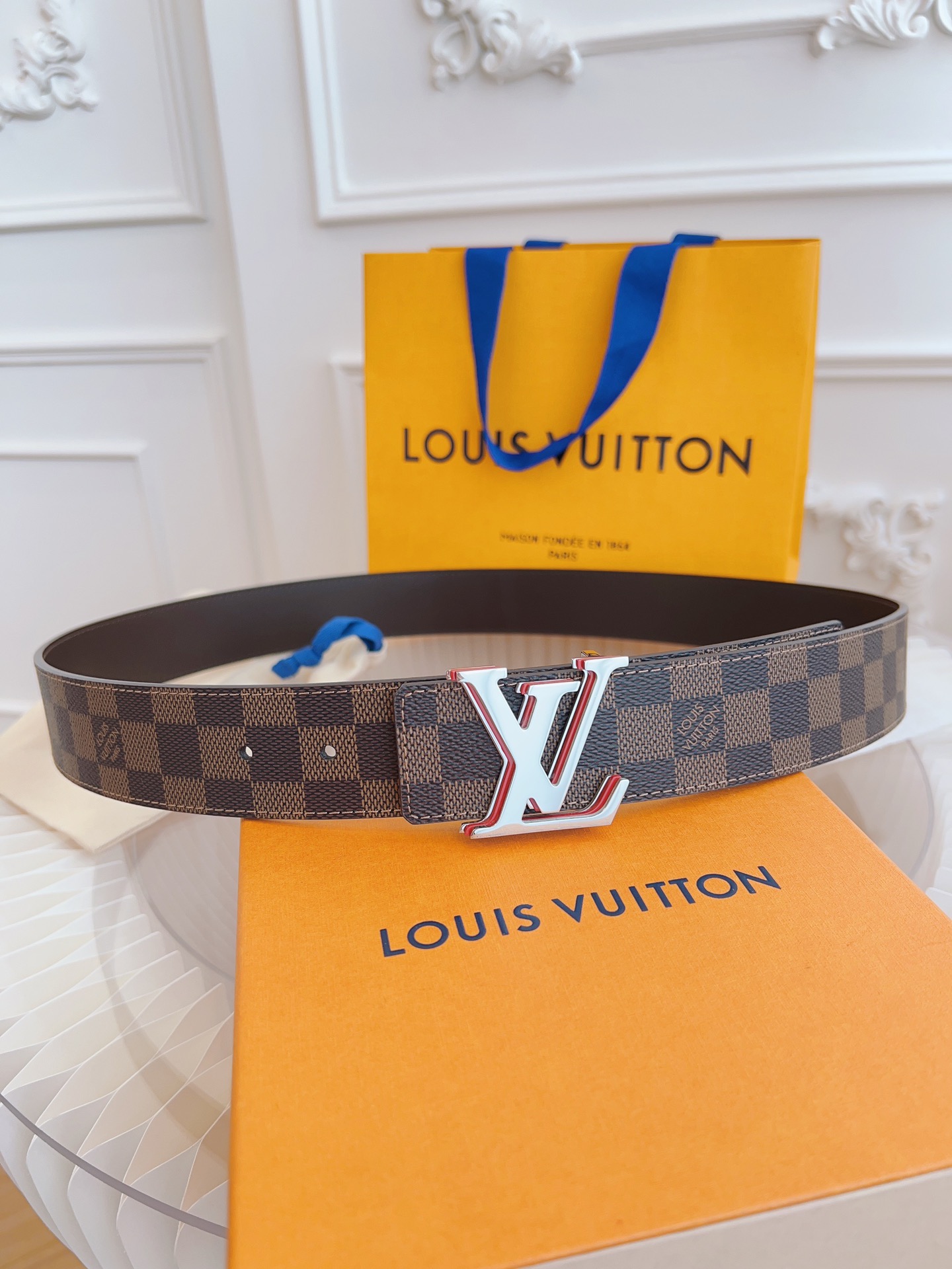 Louis Vuitton Basic Belt Top Grain Leather Coffee M-l