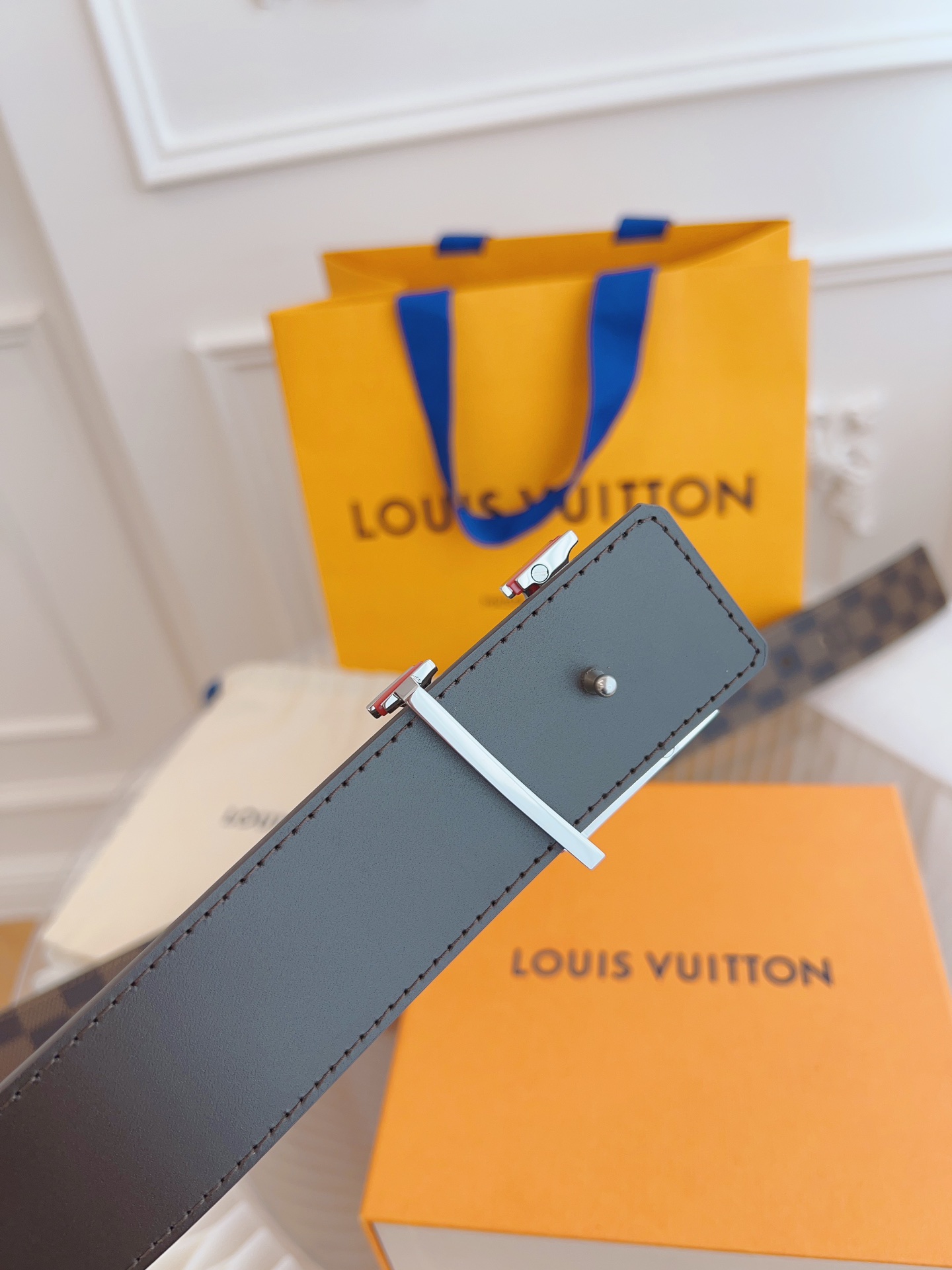 Louis Vuitton Basic Belt Top Grain Leather Coffee M-l