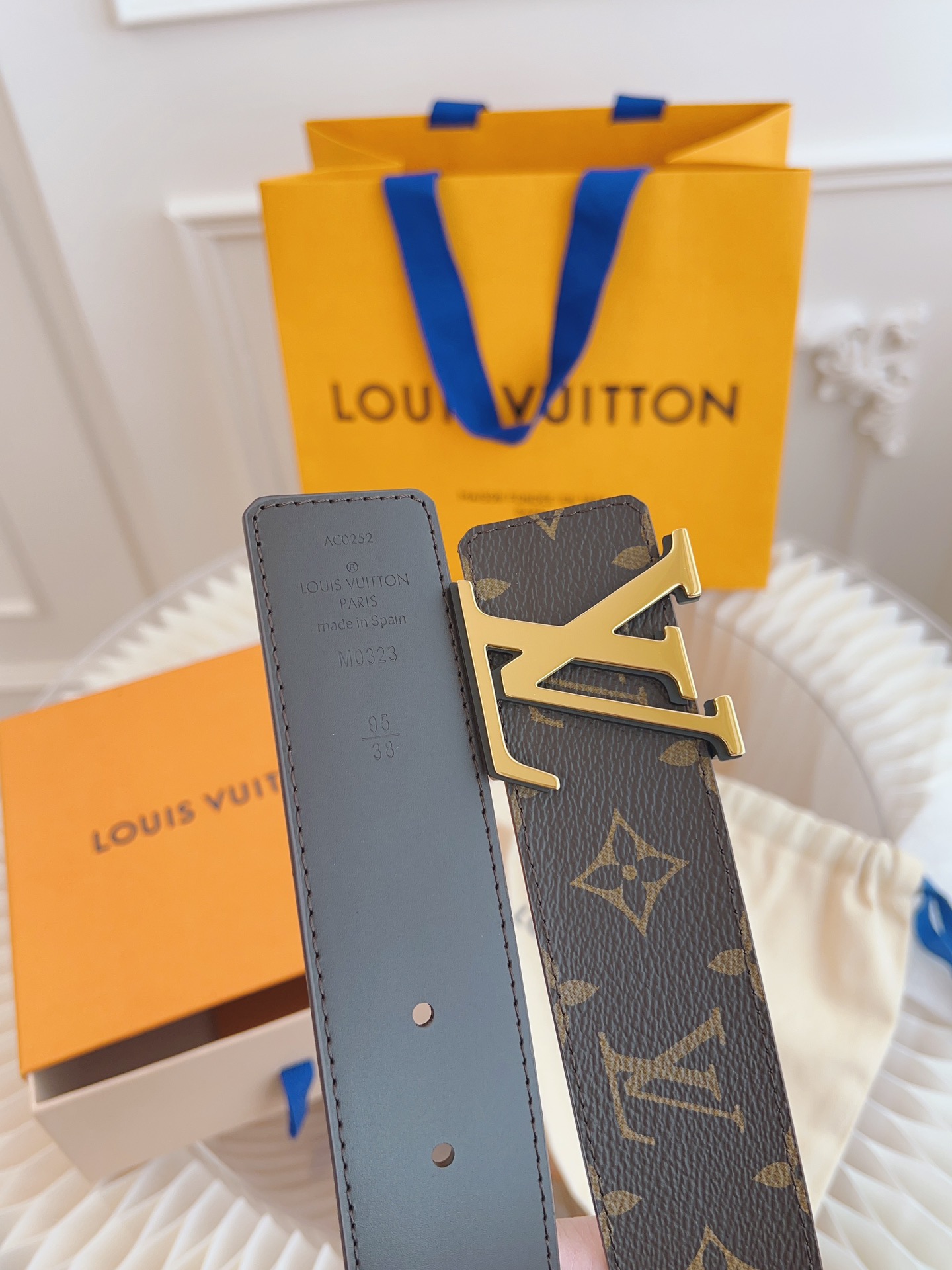 Louis Vuitton Basic Belt Top Grain Leather Coffee M-l