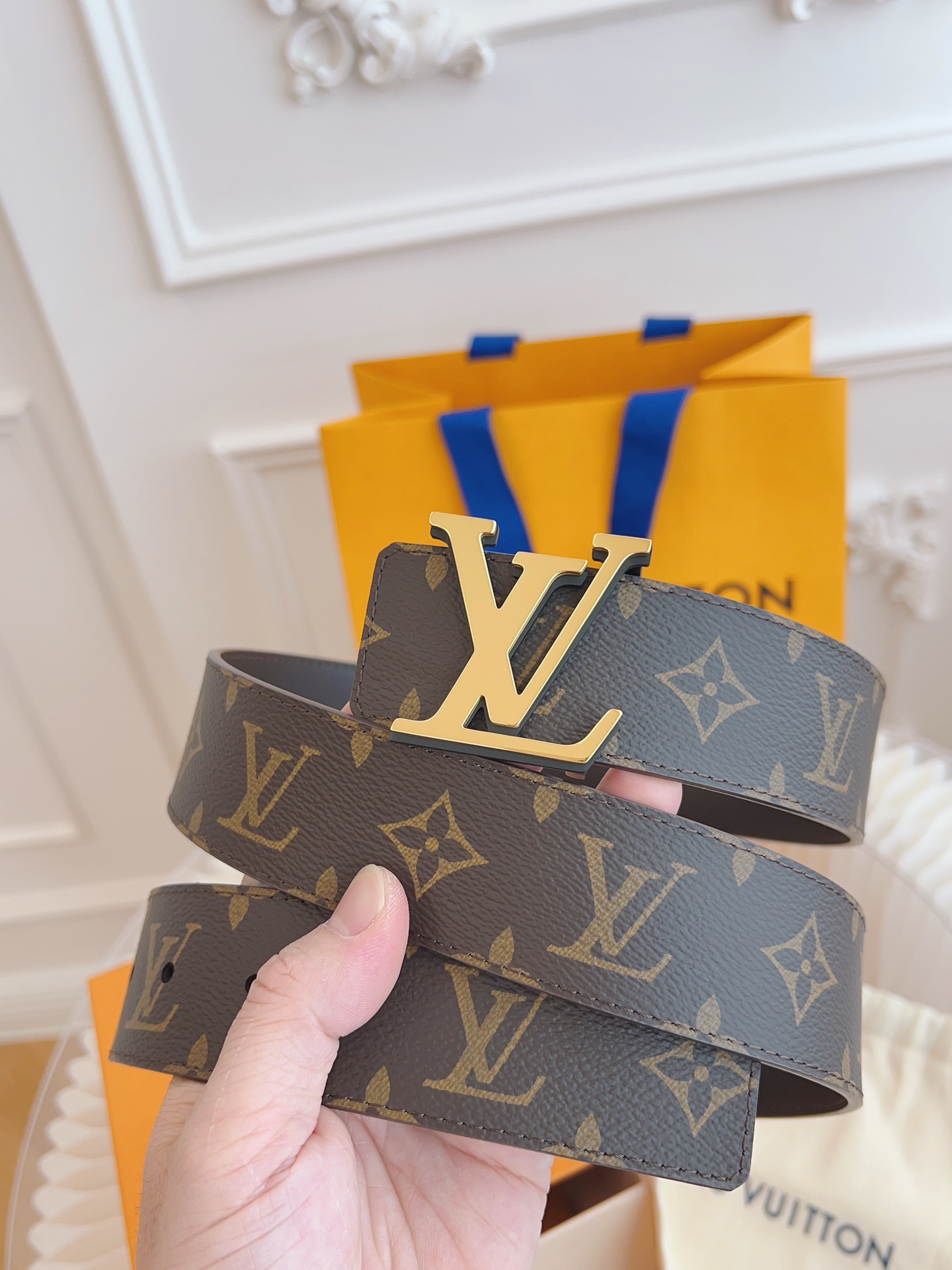 Louis Vuitton Basic Belt Top Grain Leather Coffee M-l