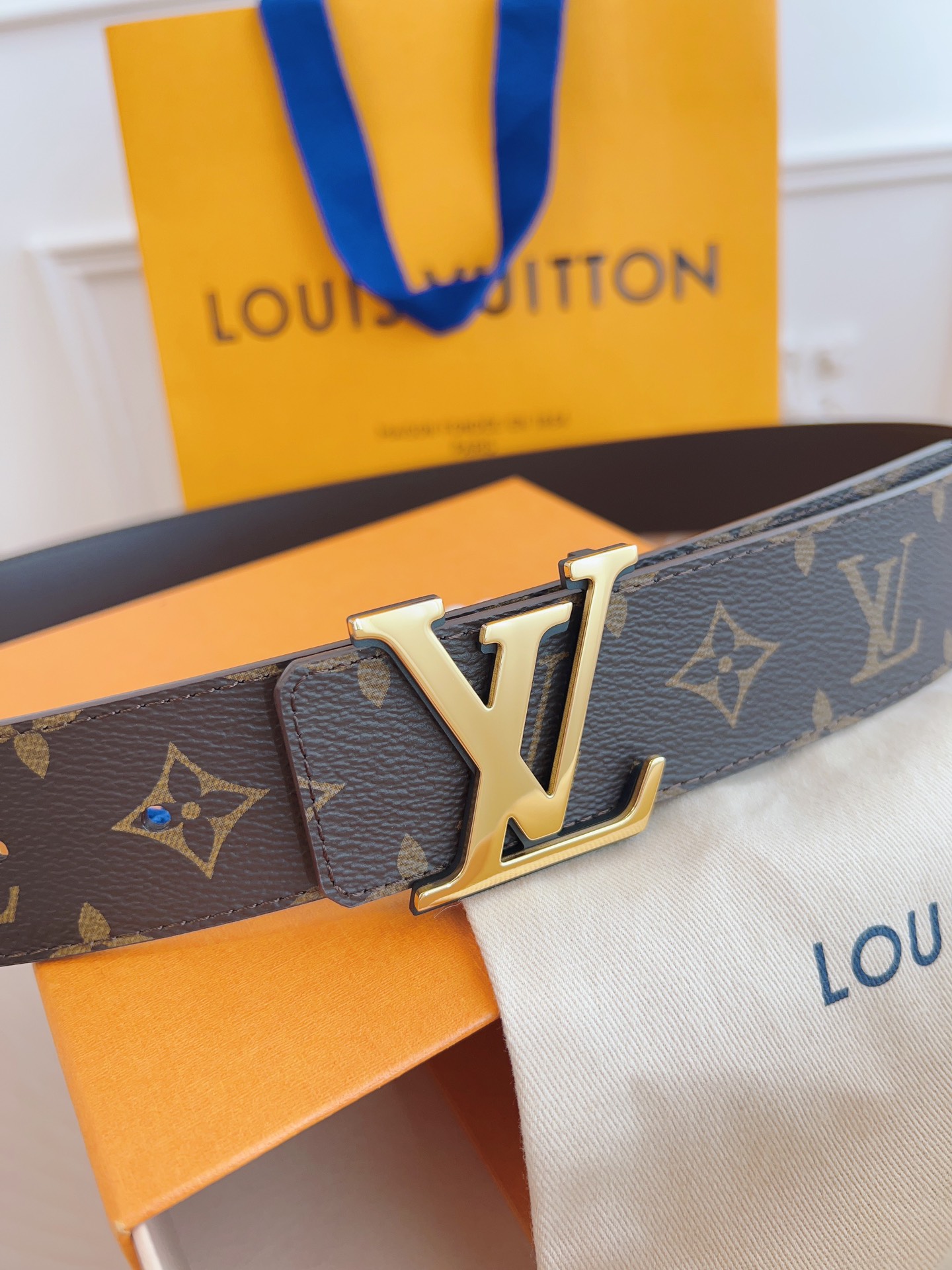 Louis Vuitton Basic Belt Top Grain Leather Coffee M-l