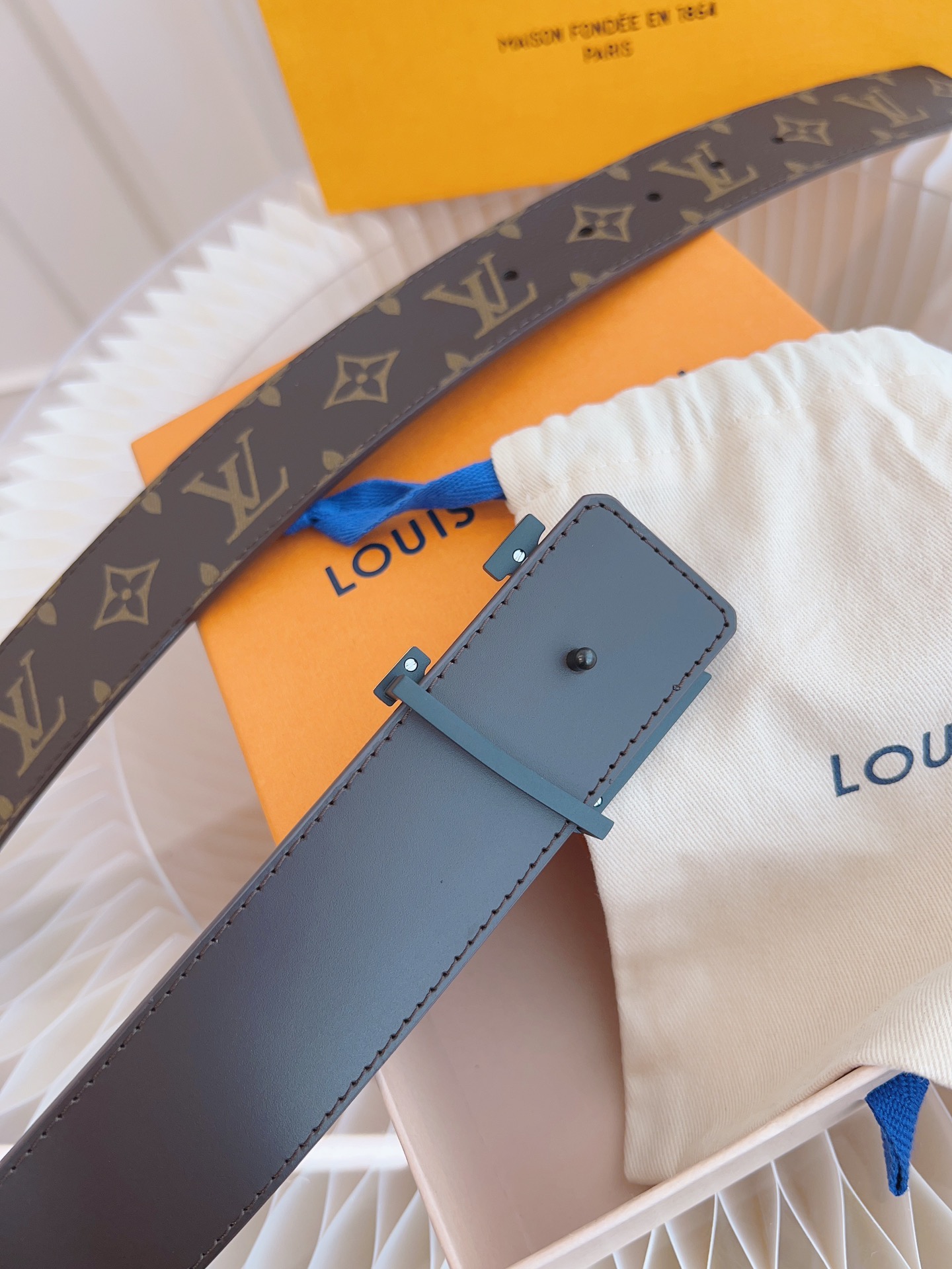 Louis Vuitton Basic Belt Top Grain Leather Coffee M-l