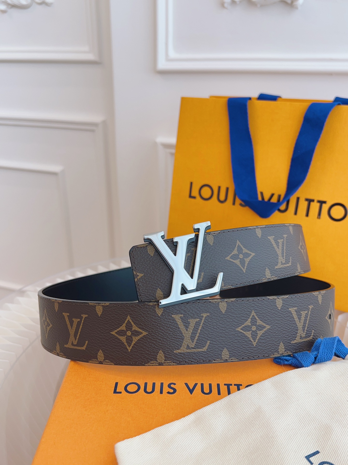 Louis Vuitton Basic Belt Cow Leather Black M-l