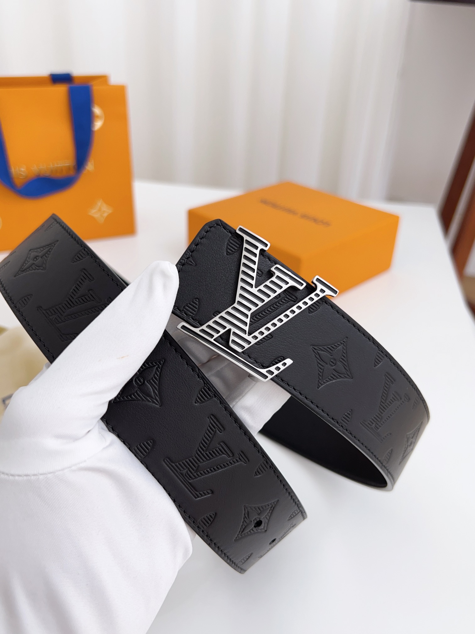 Louis Vuitton Basic Belt Cow Leather Black 40mm-125cm-l