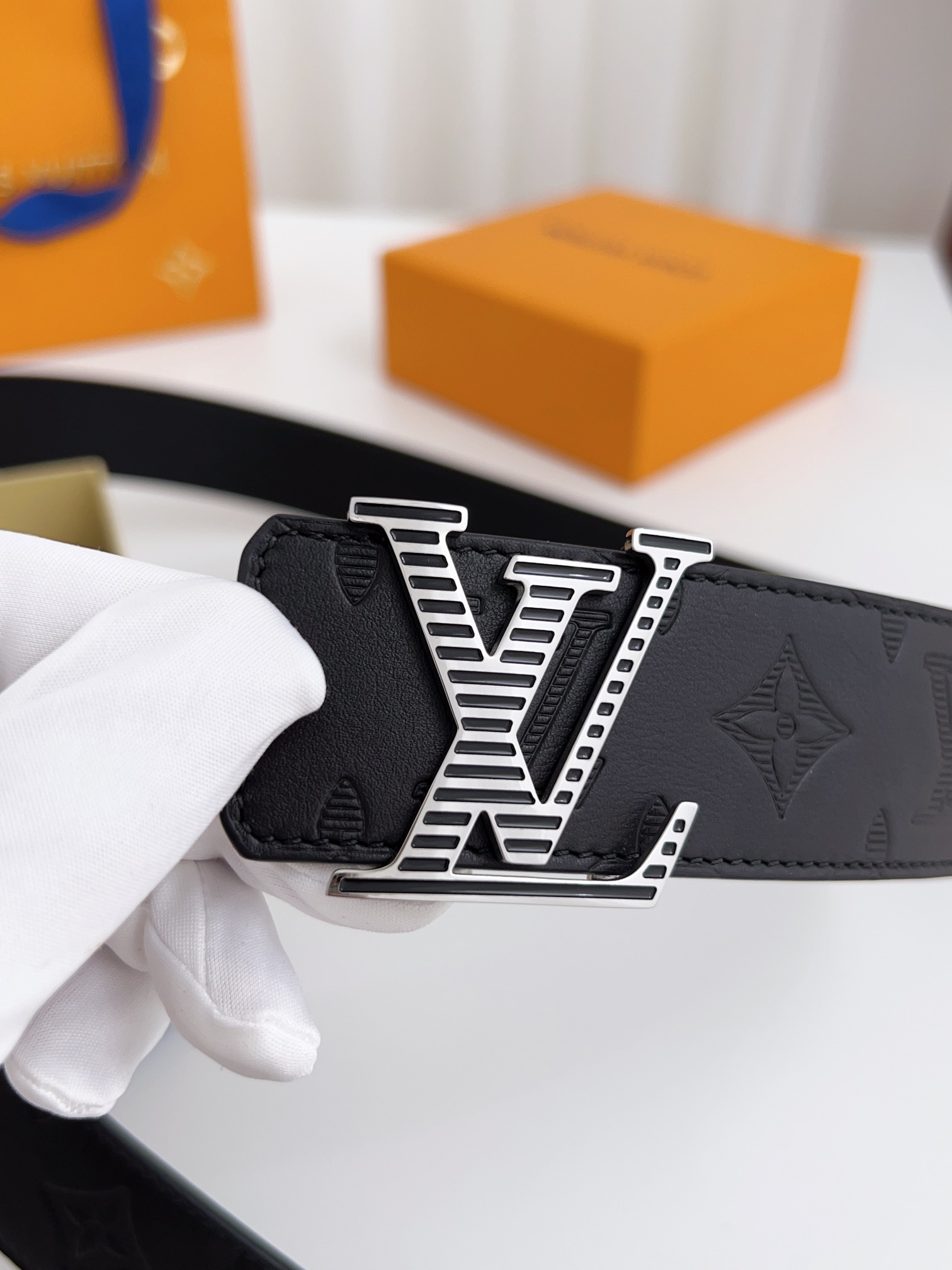 Louis Vuitton Basic Belt Cow Leather Black 40mm-125cm-l