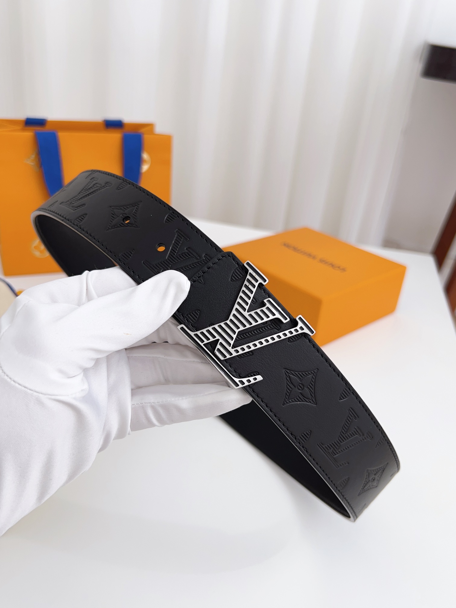 Louis Vuitton Basic Belt Cow Leather Black 40mm-125cm-l