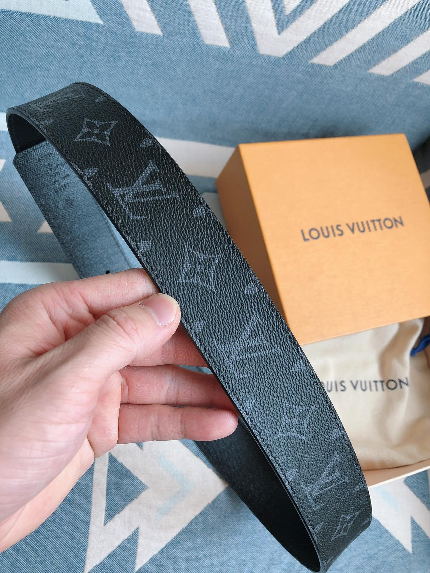 Louis Vuitton Male Leather Belt Cow Leather S-m-l