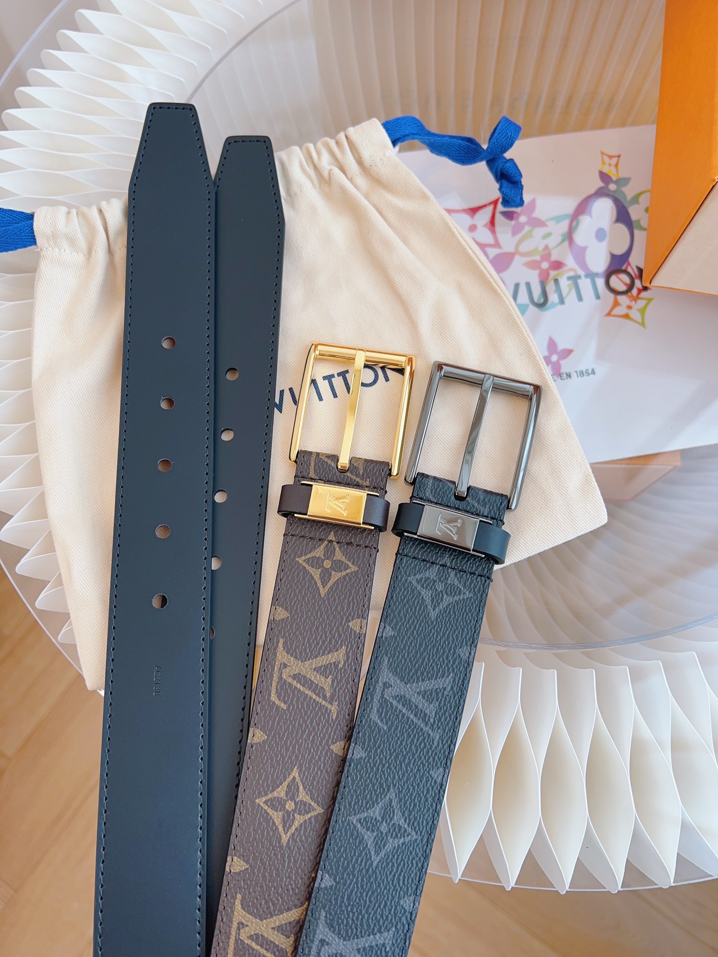 Louis Vuitton Male Leather Belt Top Grain Leather 13514-m-l