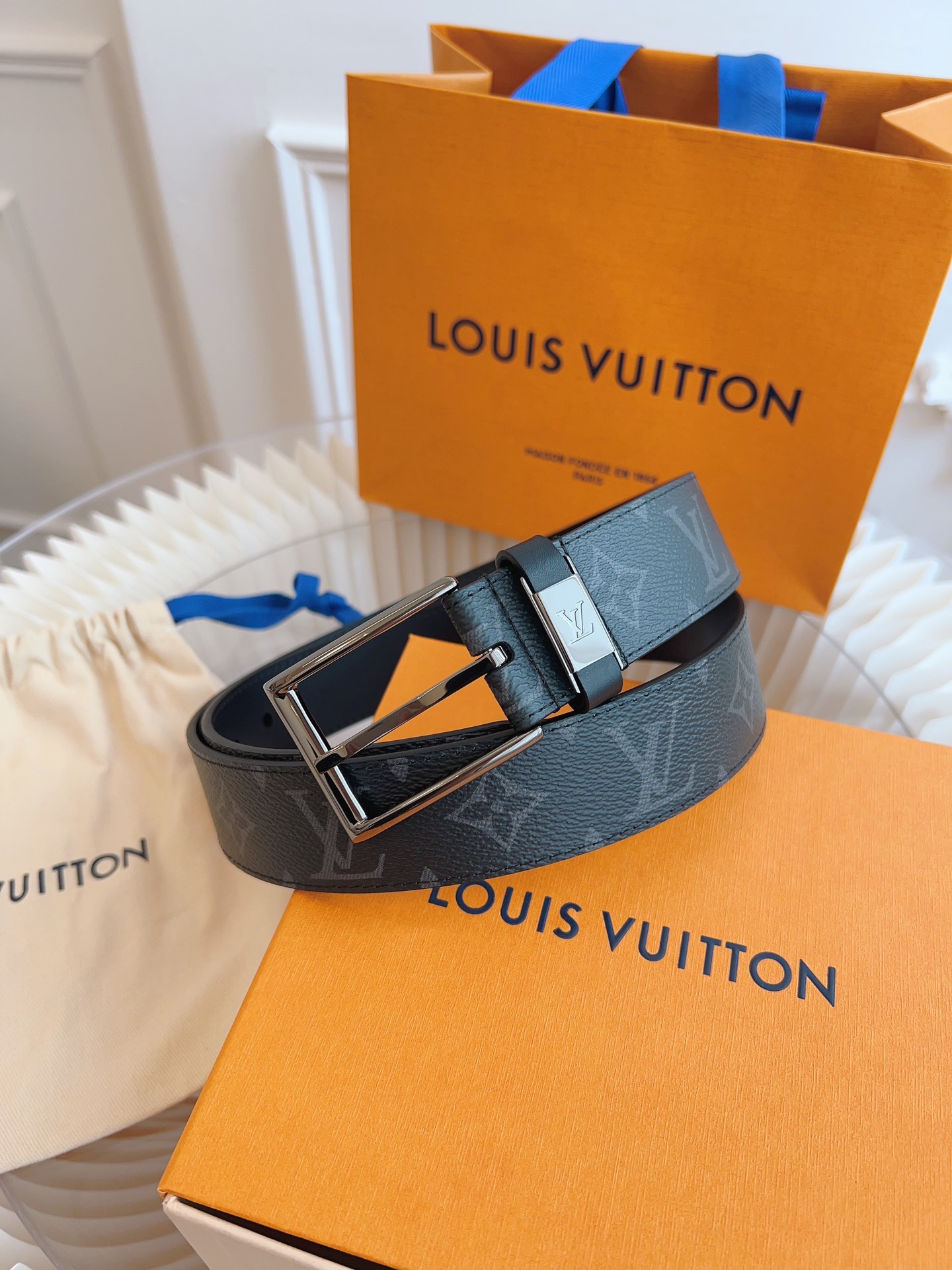 Louis Vuitton Male Leather Belt Top Grain Leather 13514-m-l