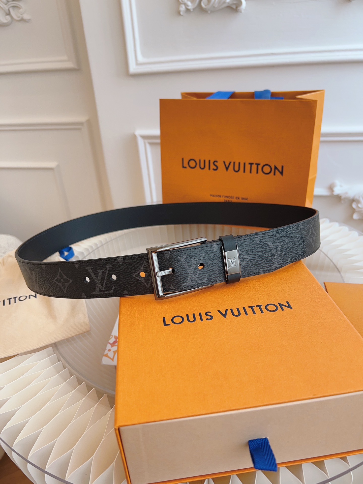 Louis Vuitton Male Leather Belt Top Grain Leather 13514-m-l