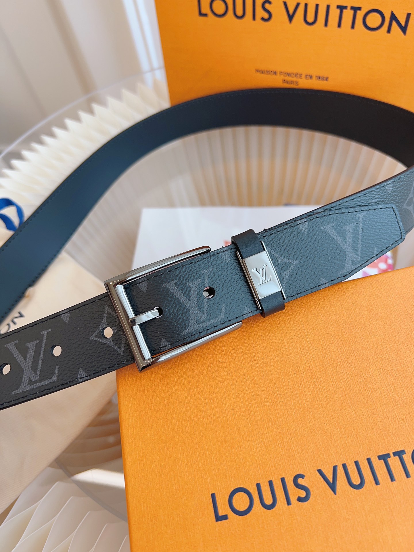 Louis Vuitton Male Leather Belt Top Grain Leather 13514-m-l