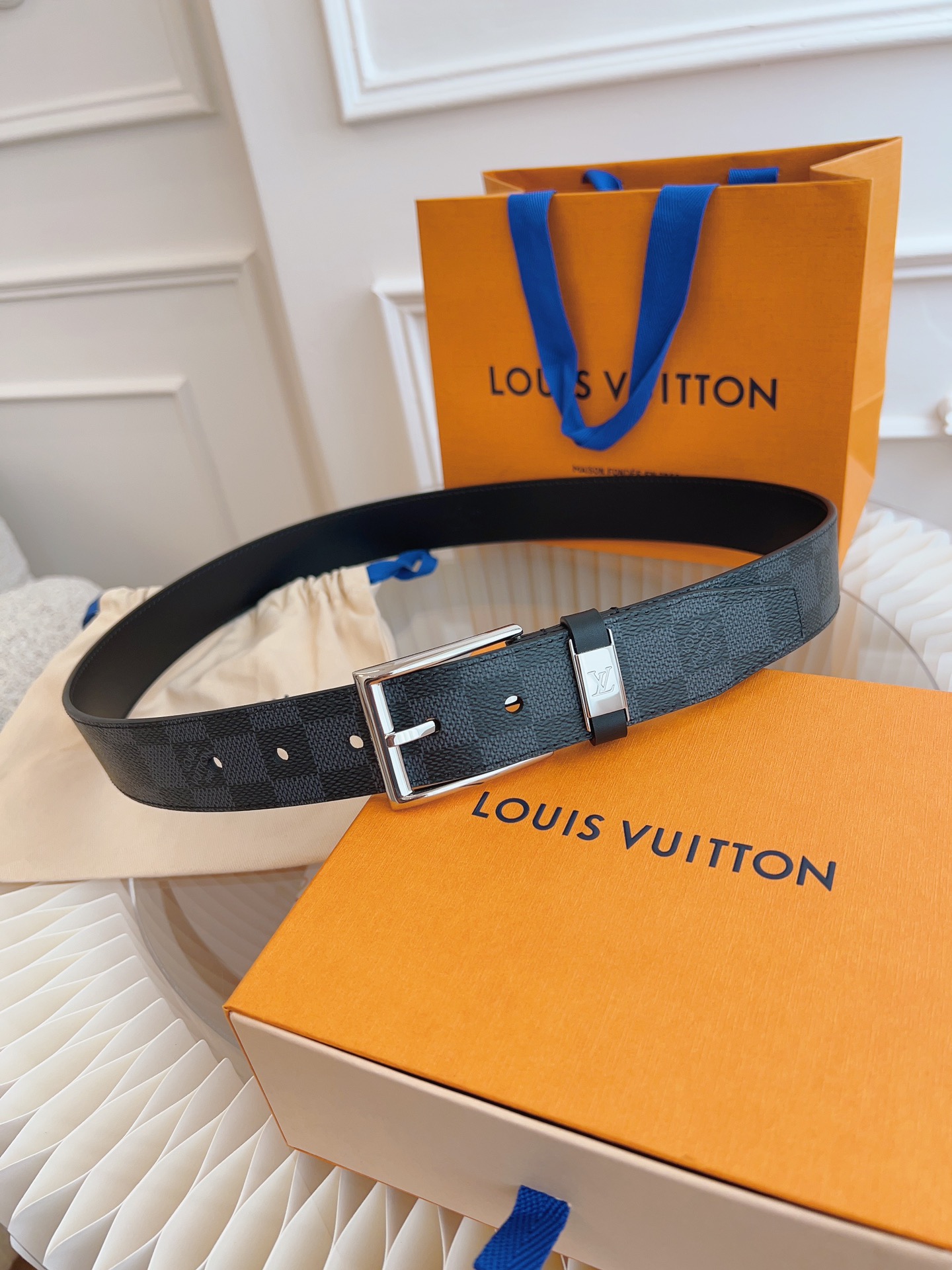 Louis Vuitton Male Leather Belt Top Grain Leather 13514-m-l
