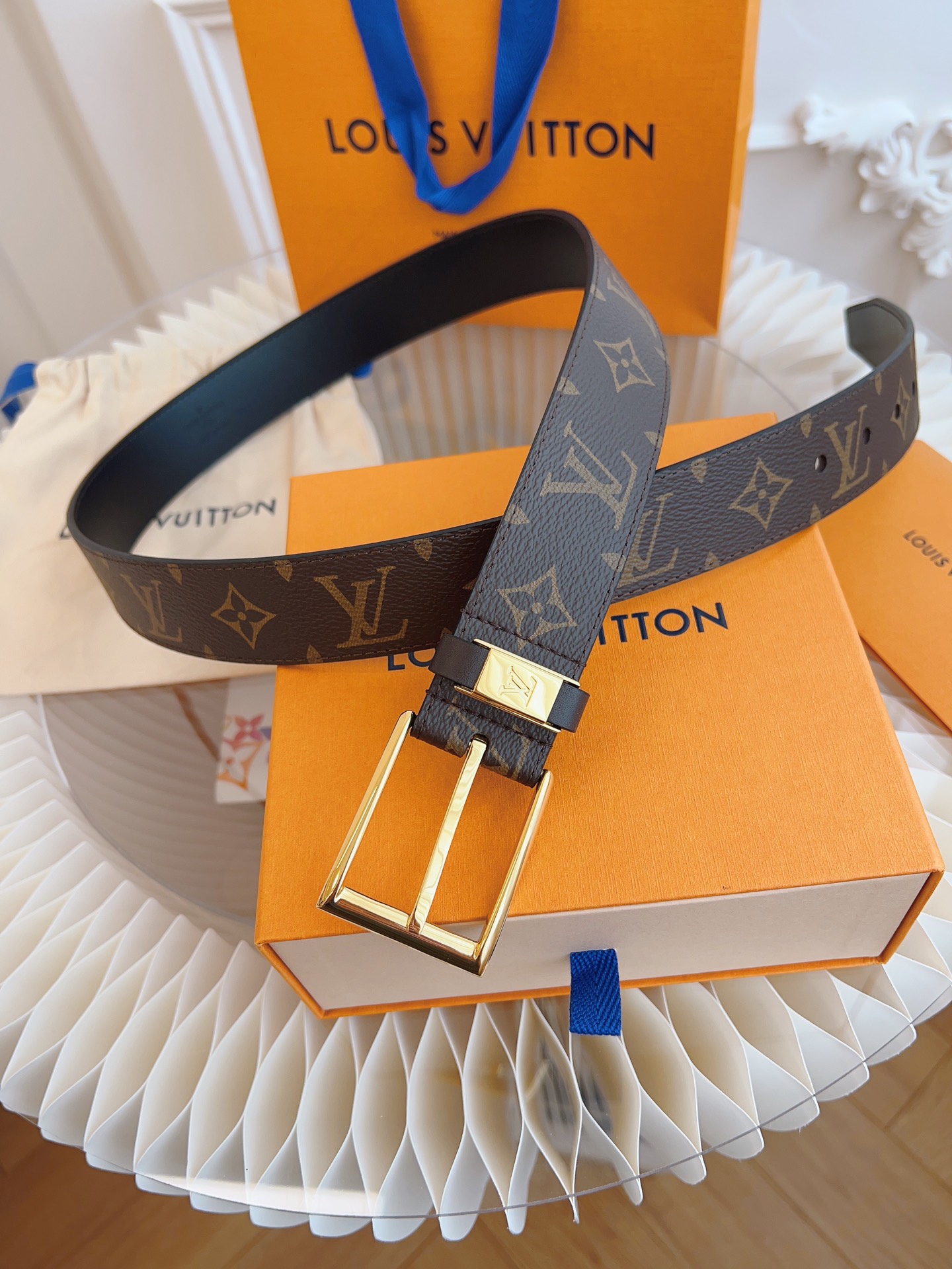 Louis Vuitton Male Leather Belt Top Grain Leather 13514-m-l