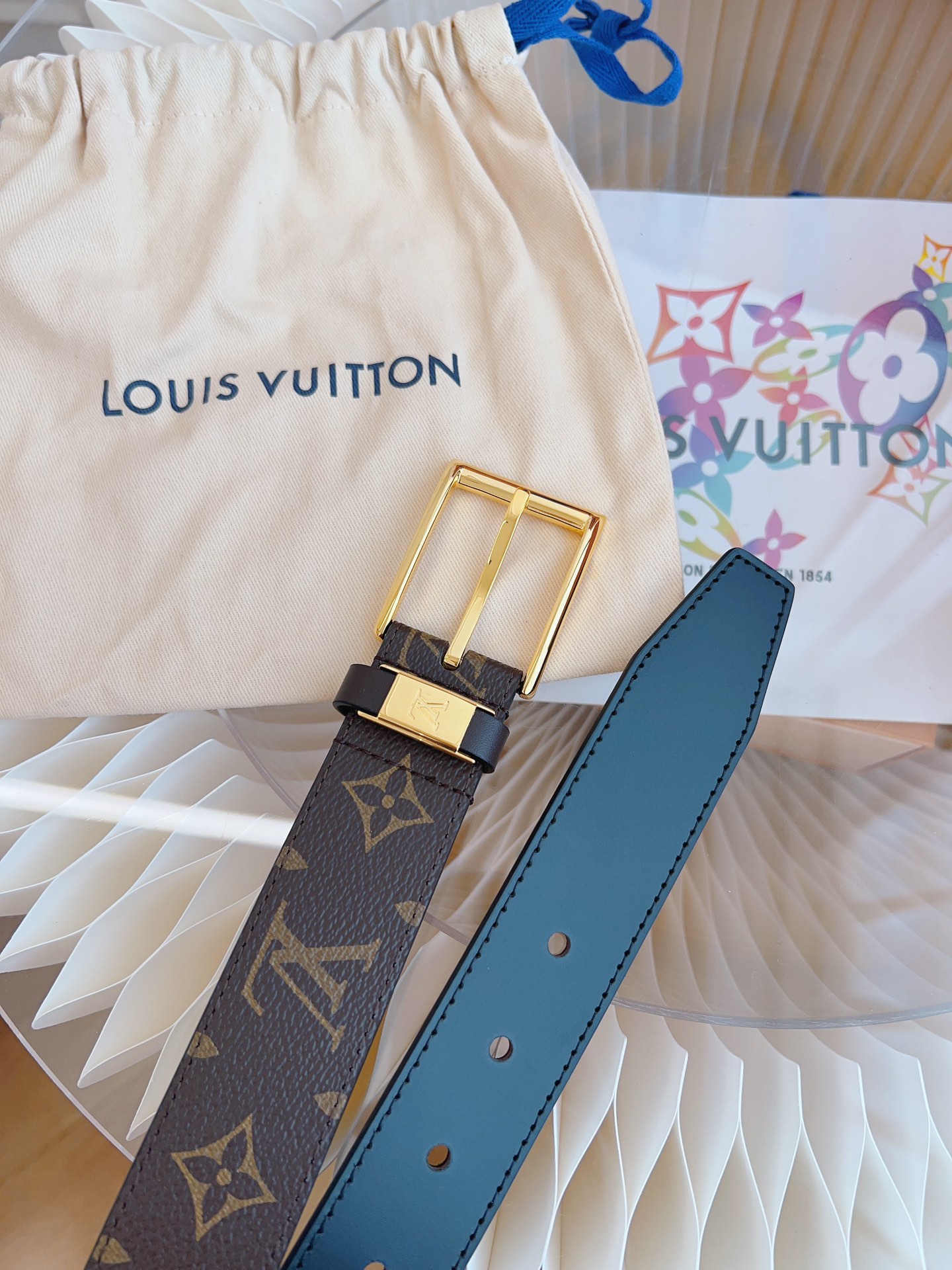 Louis Vuitton Male Leather Belt Top Grain Leather 13514-m-l