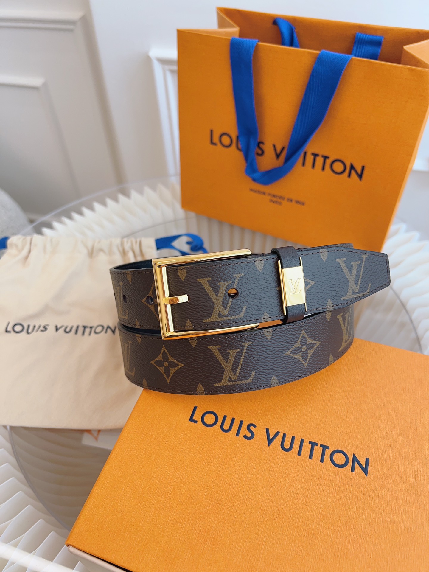 Louis Vuitton Male Leather Belt Top Grain Leather 13514-m-l
