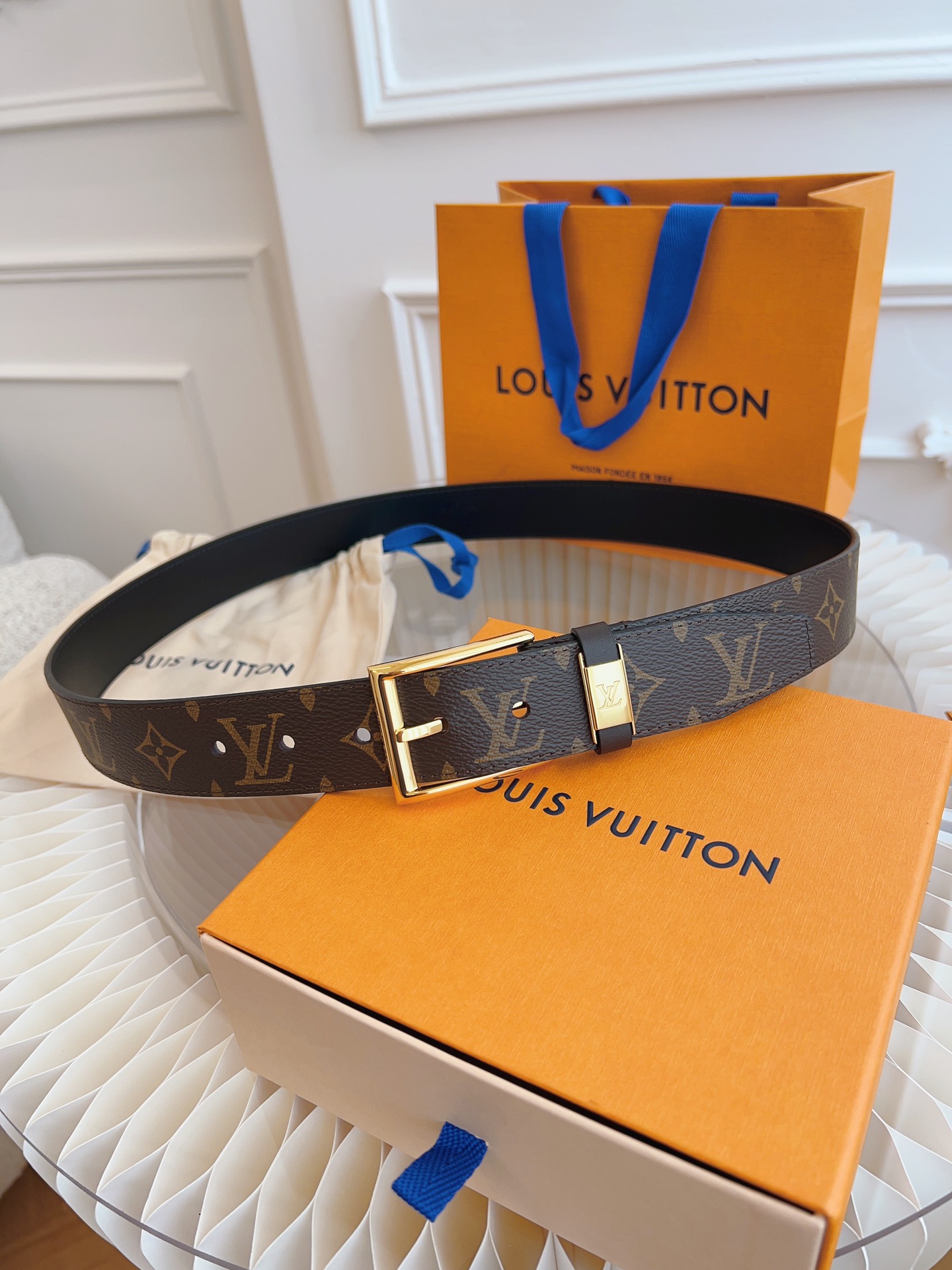 Louis Vuitton Male Leather Belt Top Grain Leather 13514-m-l
