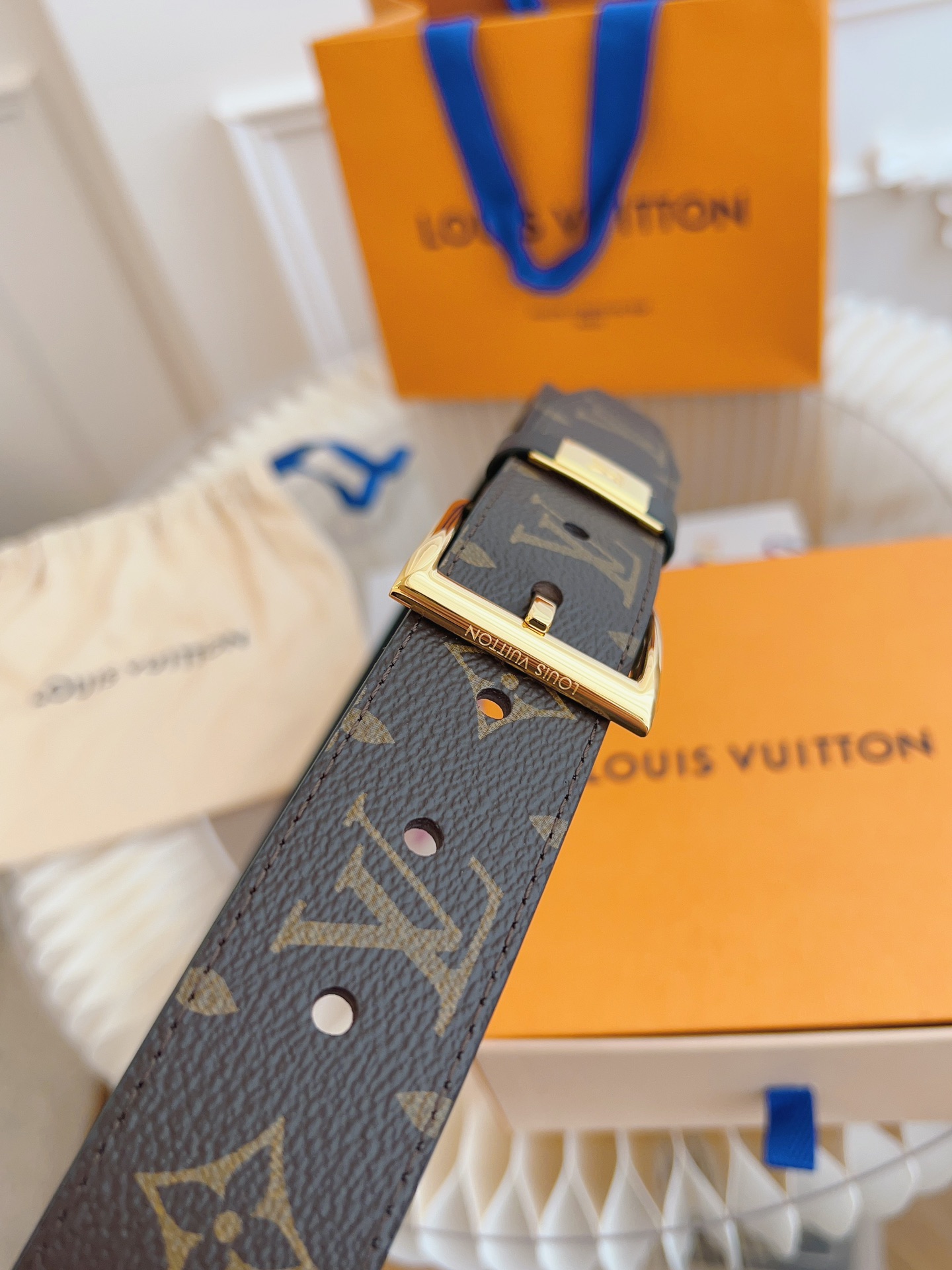 Louis Vuitton Male Leather Belt Top Grain Leather 13514-m-l