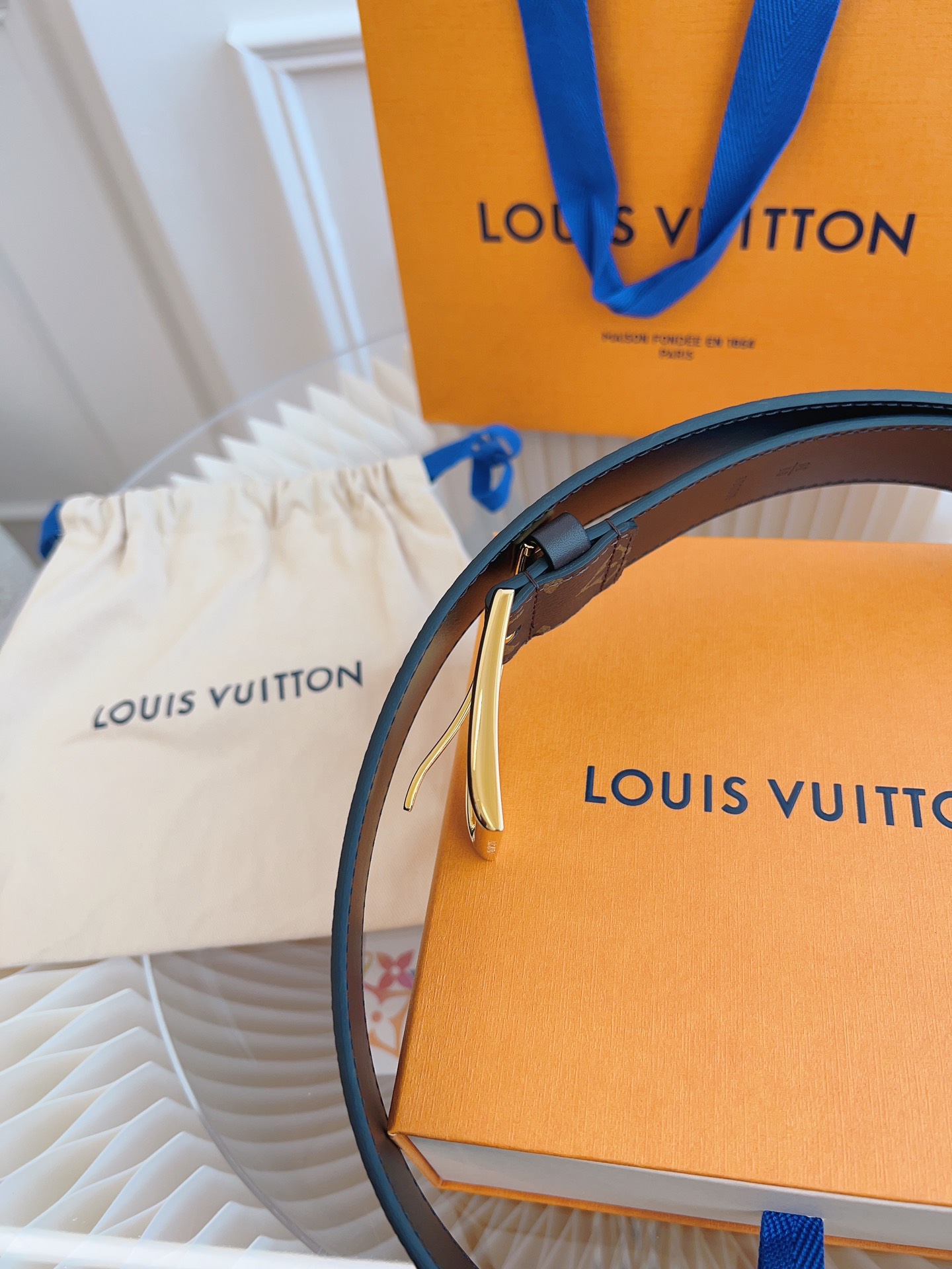 Louis Vuitton Male Leather Belt Top Grain Leather 13514-m-l