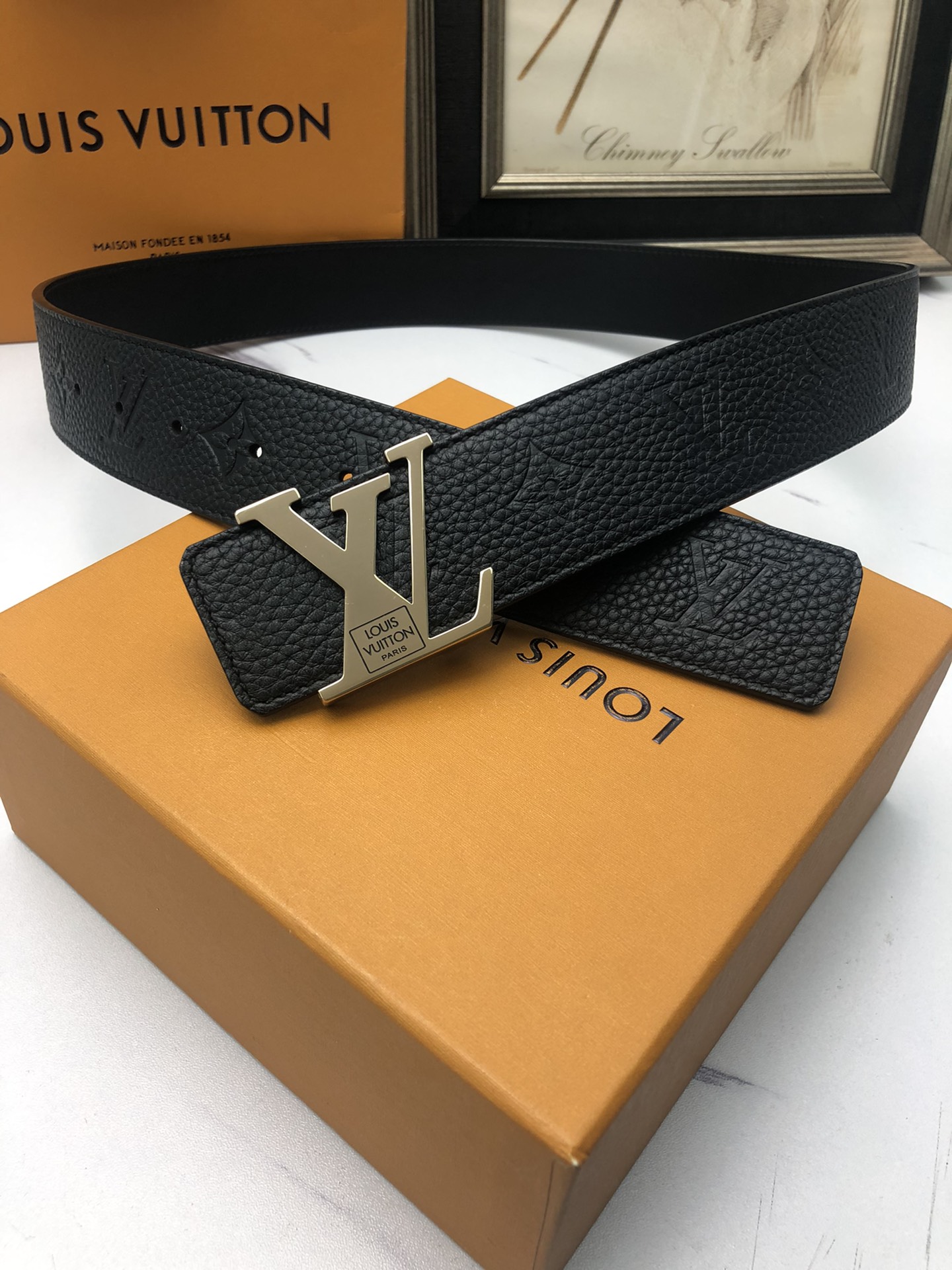 Louis Vuitton Leather Belt Top Grain Leather L