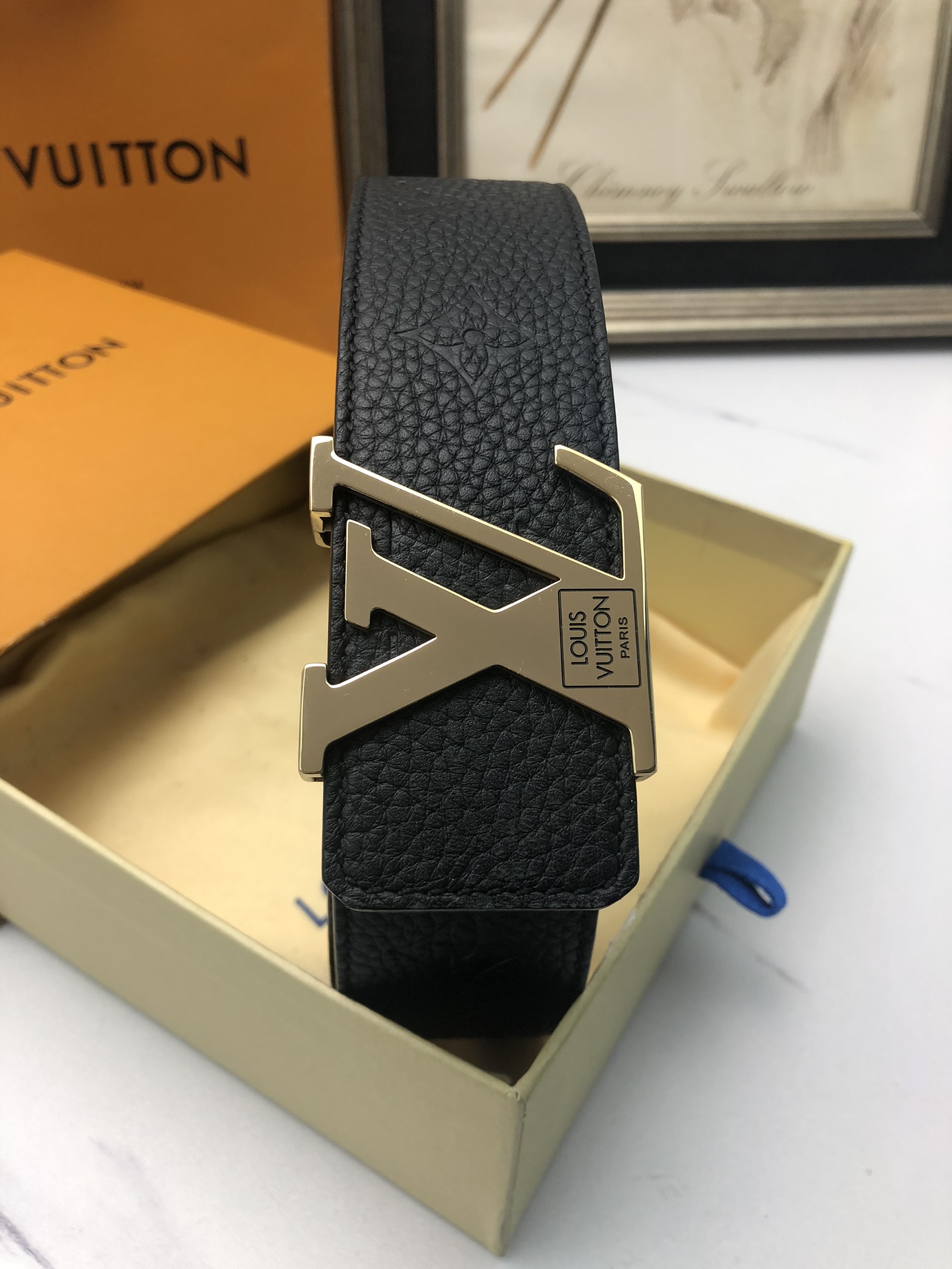 Louis Vuitton Leather Belt Top Grain Leather L