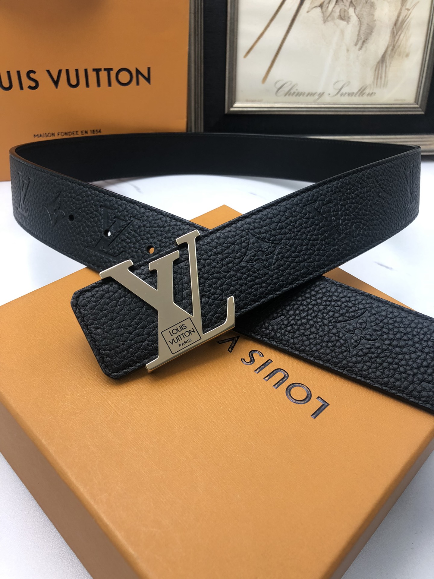 Louis Vuitton Leather Belt Top Grain Leather L