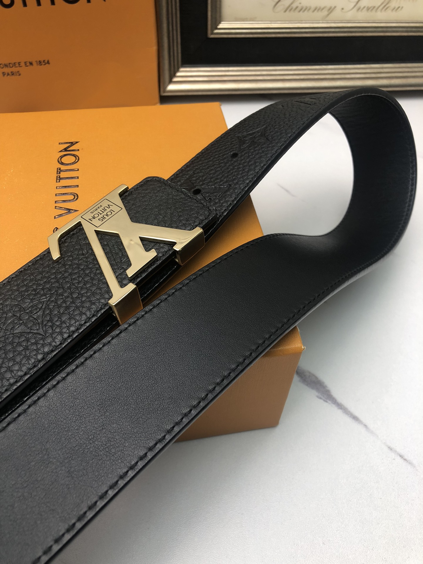 Louis Vuitton Leather Belt Top Grain Leather L