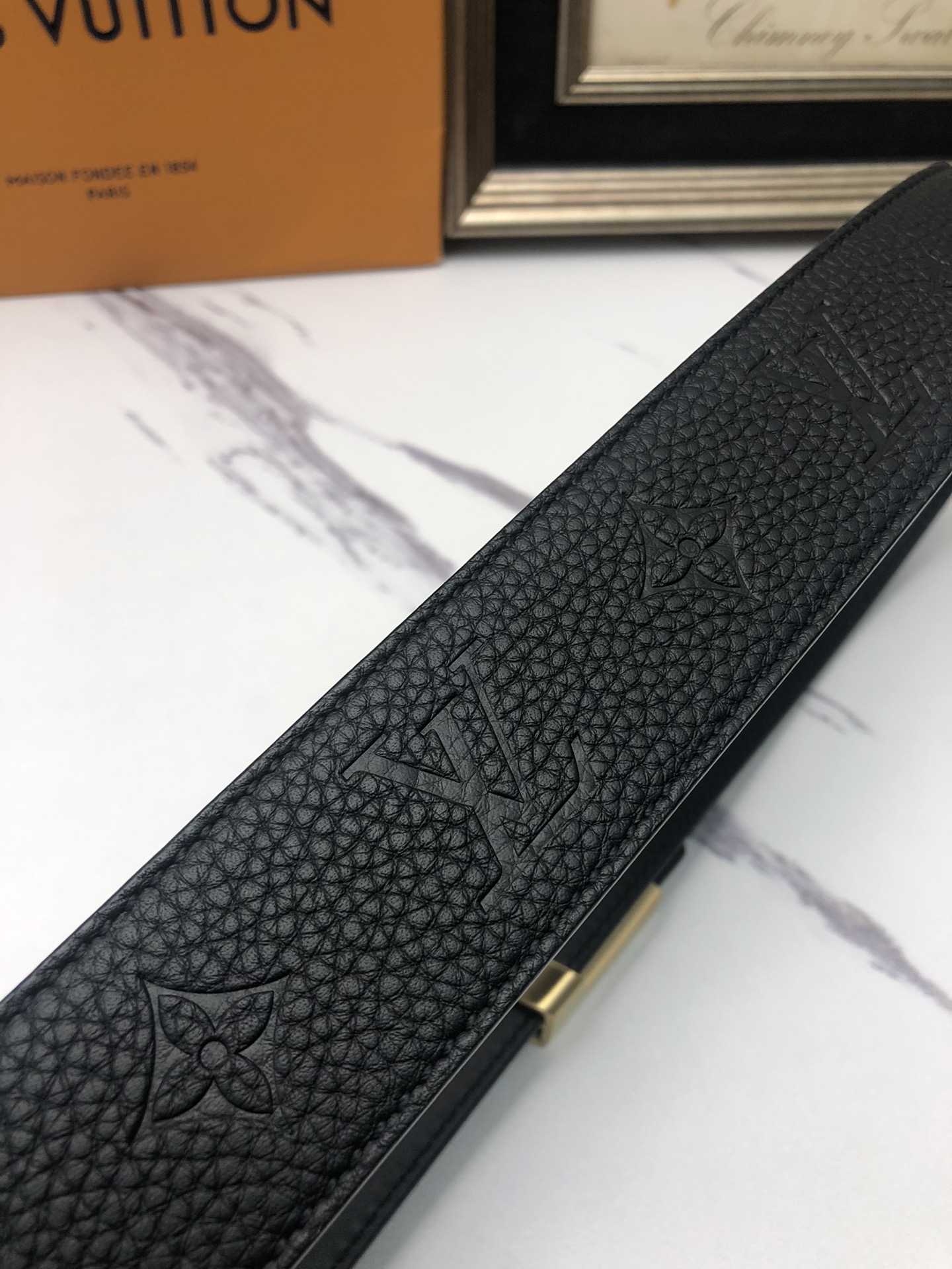 Louis Vuitton Leather Belt Top Grain Leather L
