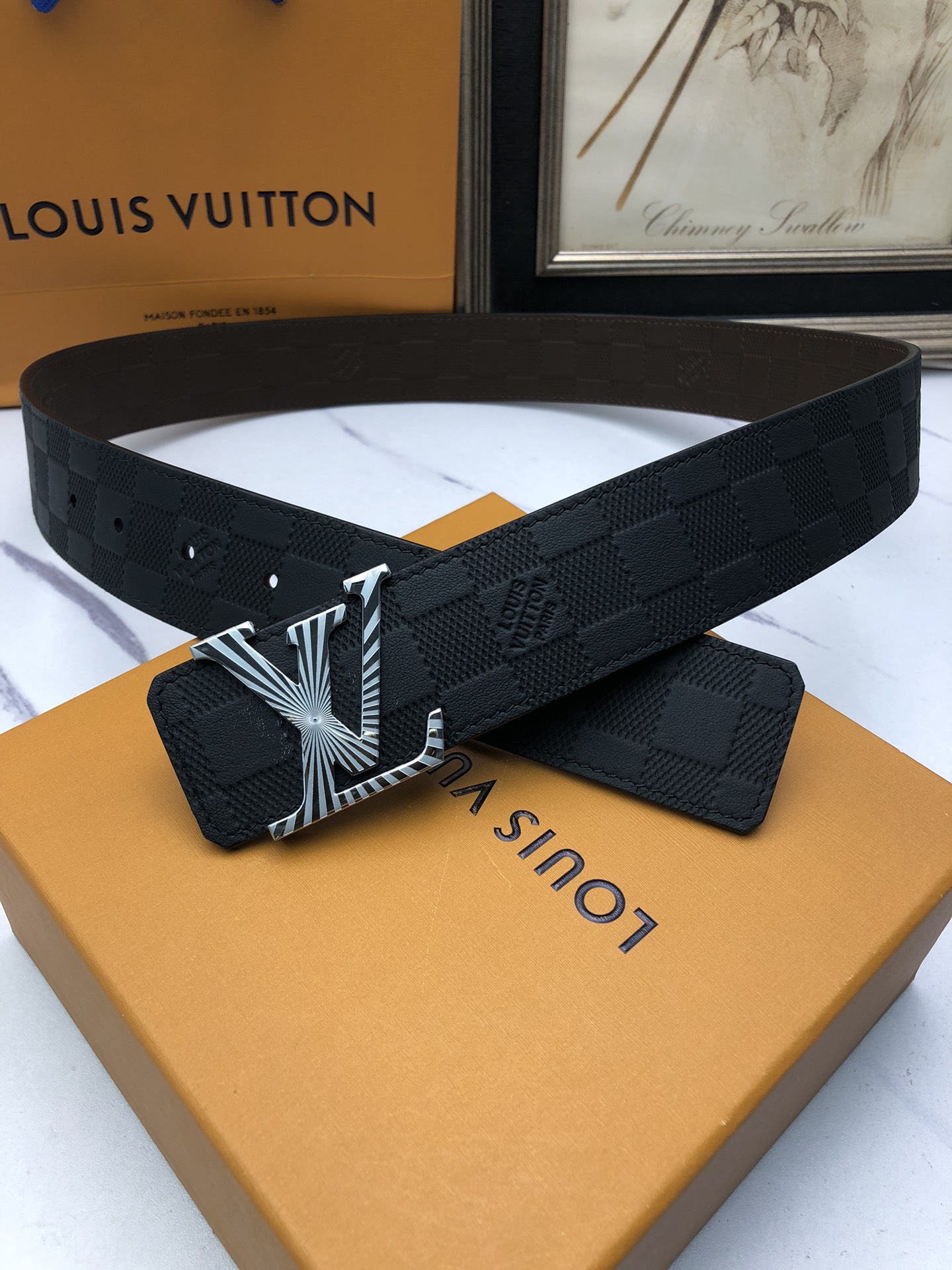 Louis Vuitton Basic Belt Top Grain Leather Black L