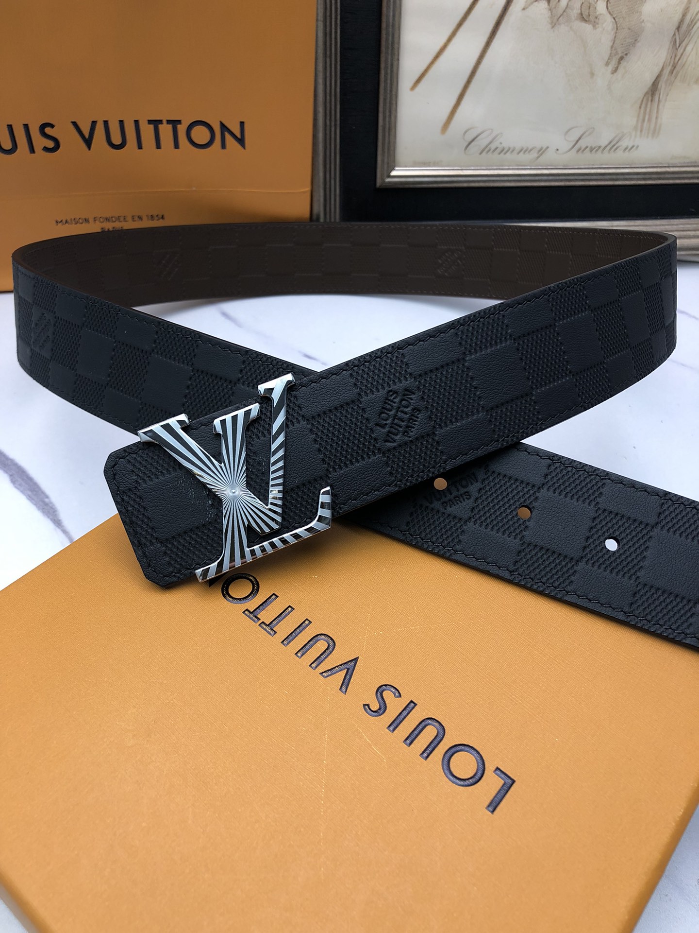 Louis Vuitton Basic Belt Top Grain Leather Black L