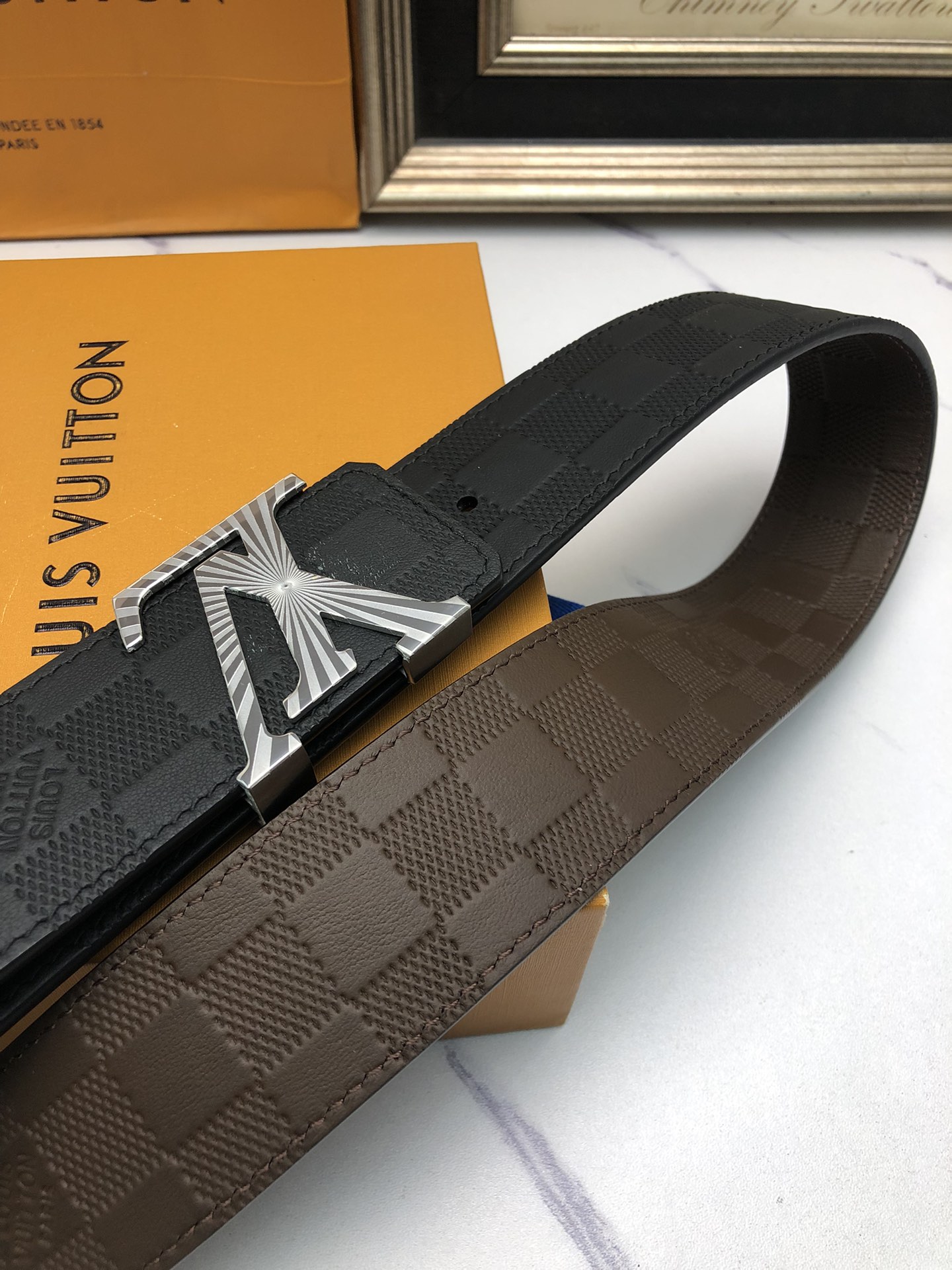 Louis Vuitton Basic Belt Top Grain Leather Black L