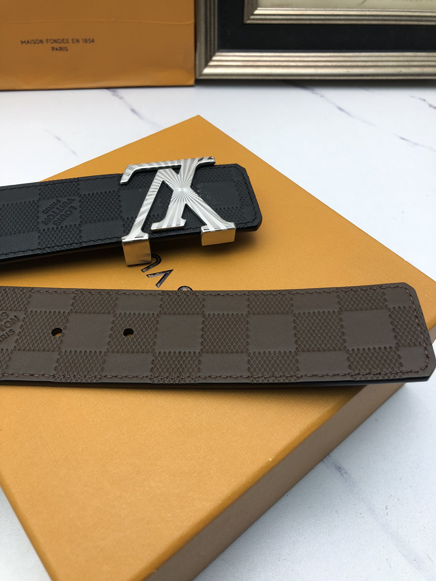 Louis Vuitton Basic Belt Top Grain Leather Black L