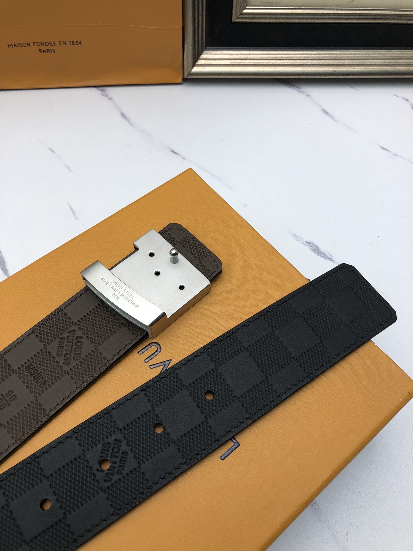 Louis Vuitton Basic Belt Top Grain Leather Black L