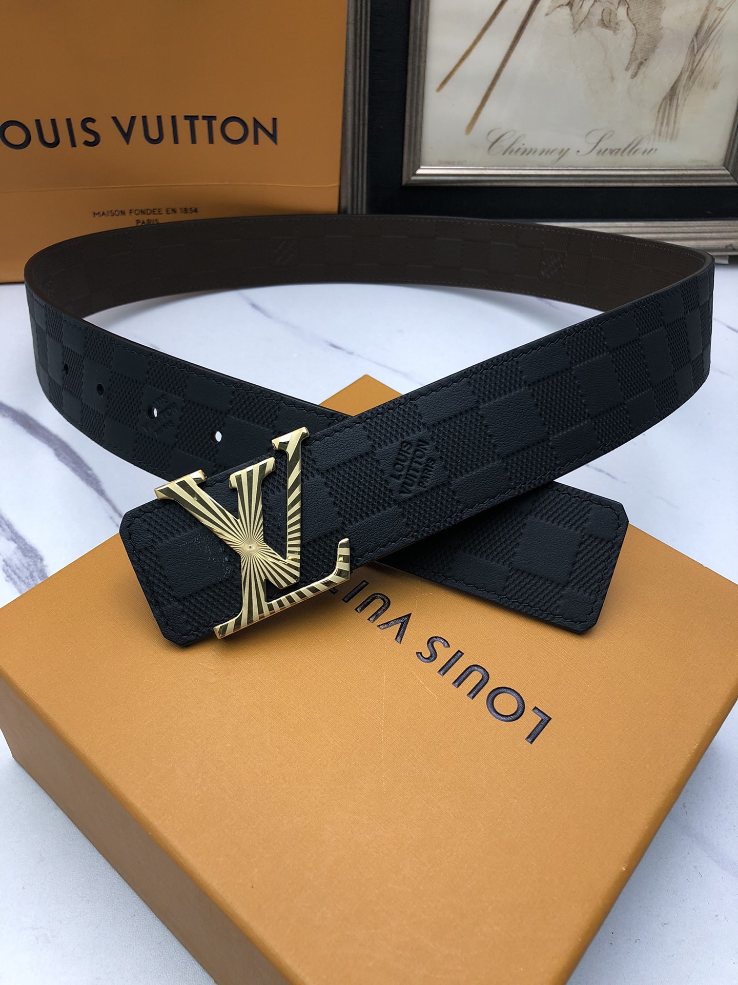 Louis Vuitton Basic Belt Top Grain Leather Black L